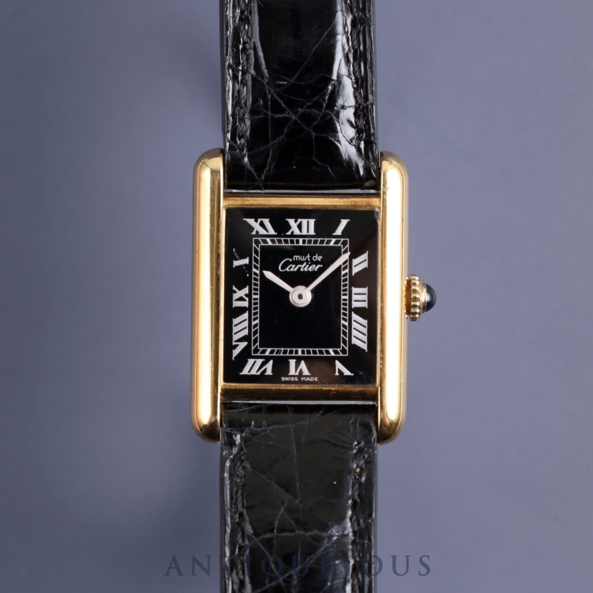 カルティエ マストタンク SM 手巻き Cal.78-1 SV925 純正革ベルト 純正尾錠(GP)ブラックローマン文字盤 オーバーホール済み