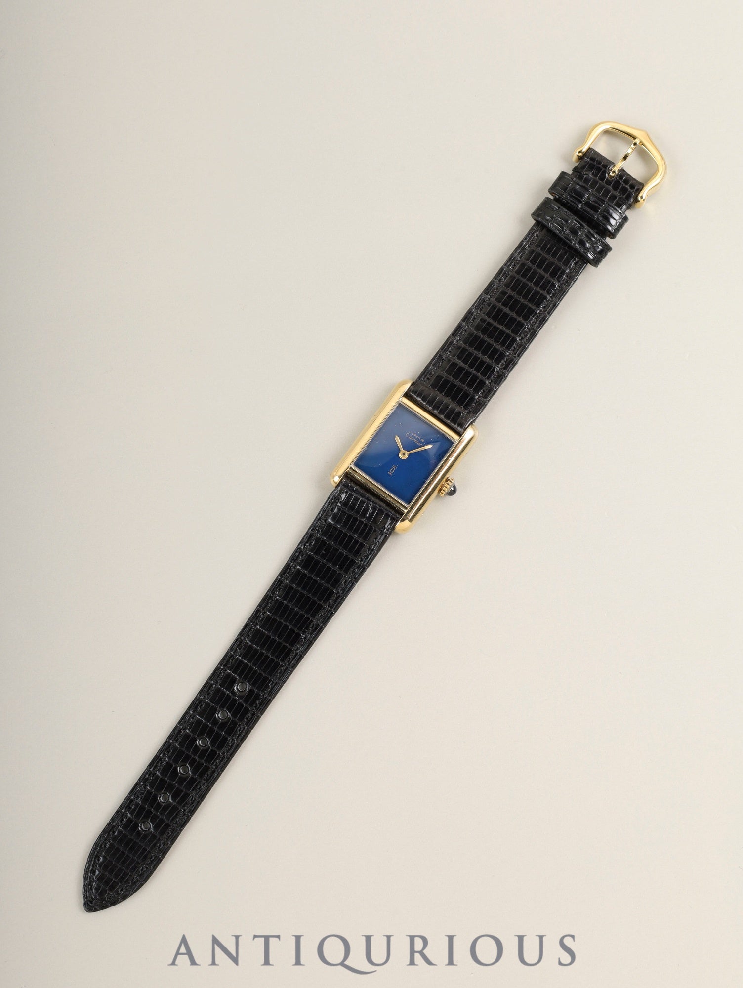 カルティエ マストタンク SM 3 手巻き Cal.78-1 SV925 革 純正ピンバックル(GP)ラピスラズリ文字盤(SWISS表記)オーバーホール済み 社外ガラス交換済み