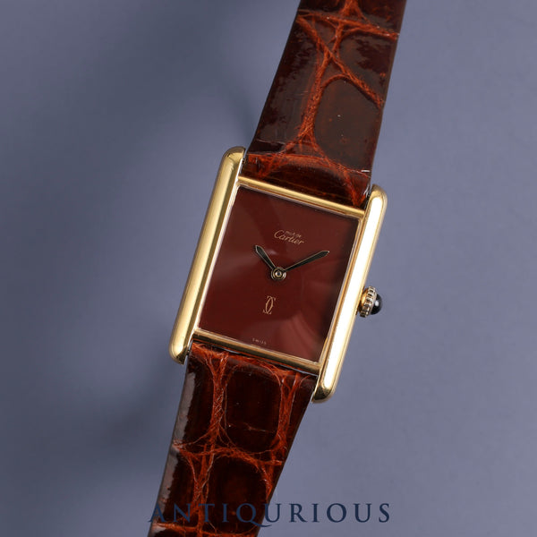 Cartier Must Tank LM Manual winding SV925 Leather Genuine buckle (GP) Bordeaux dial Overhauled
