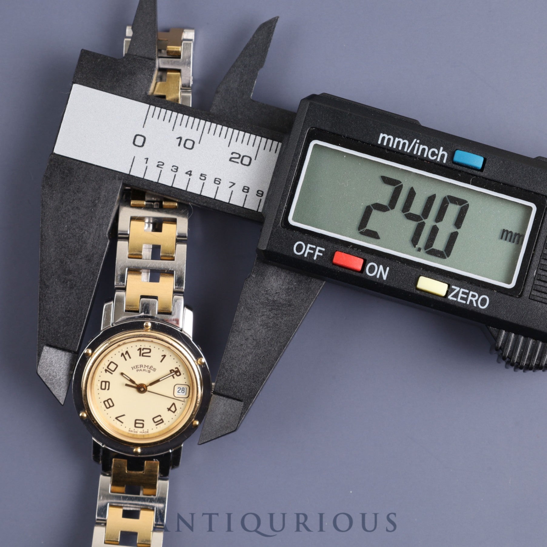 エルメス クリッパー CL4.220 クォーツ SS/GP アイボリー文字盤 24.0mm 保証書(無記名)オーバーホール済み