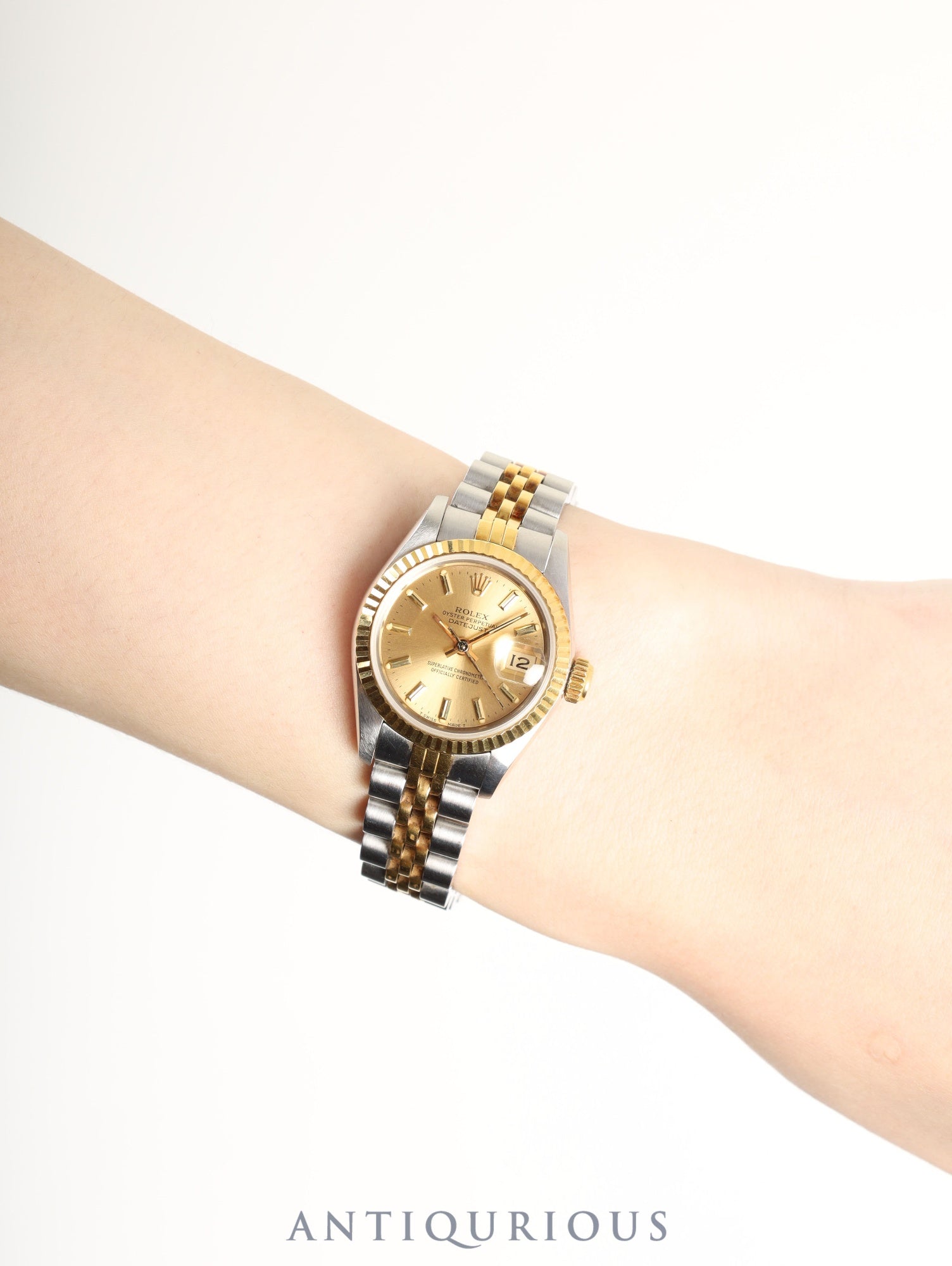 Rolex Datejust Lady 69173 Automatic Caliber 2135 Stainless Steel/Yellow Gold with Gold Dial, No. 91 (1985) Overhauled