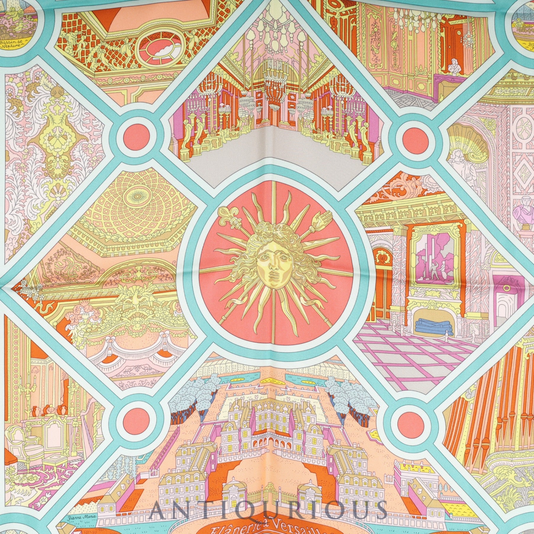 Hermès Carré 90 Scarf "Stroll in Versailles" 100% Silk with Box