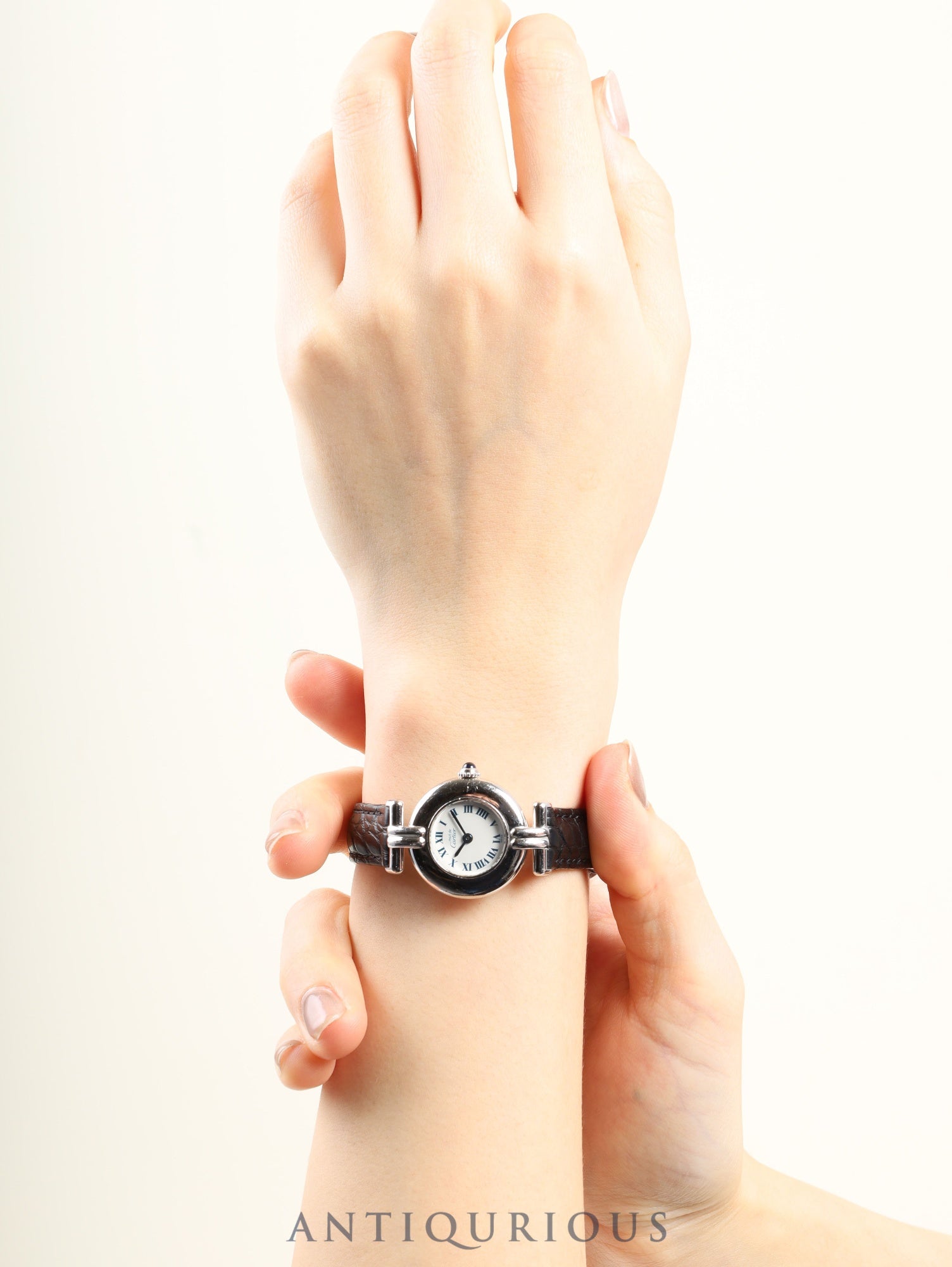 カルティエ マストコリゼ 1903 クォーツ Cal.690 SV925 革 純正Dバックル(SS) ホワイトローマン文字盤 オーバーホール済み