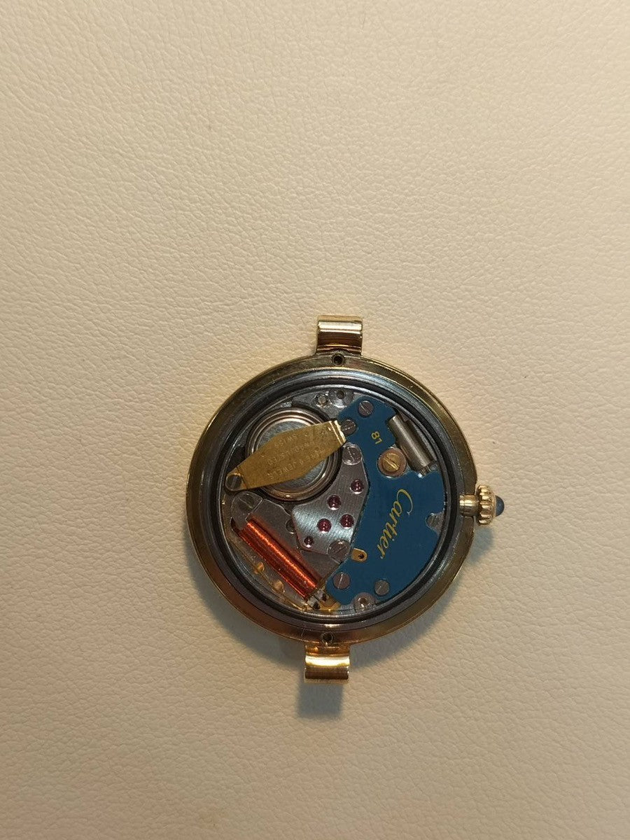 Cartier Must Vendôme VLC SM 18 Quartz Cal.81 SV925 Leather Strap with Genuine GP Buckle, Mahogany Roman Dial, Box, Overhauled