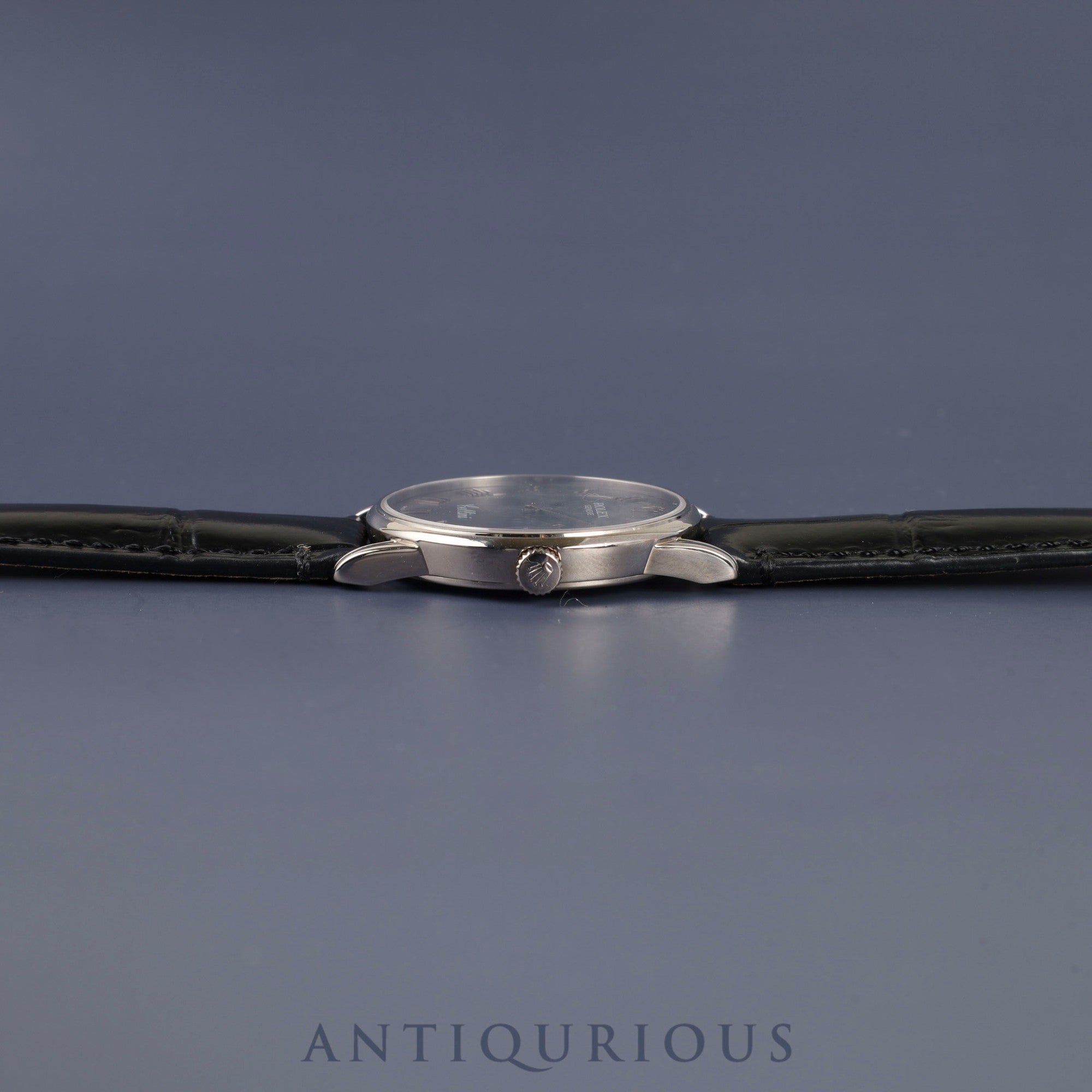 ロレックス チェリーニ 5116/9 手巻き Cal.1602 750 革 純正尾錠(750) グレーローマン文字盤 箱 保証書(2011年) オーバーホール済み