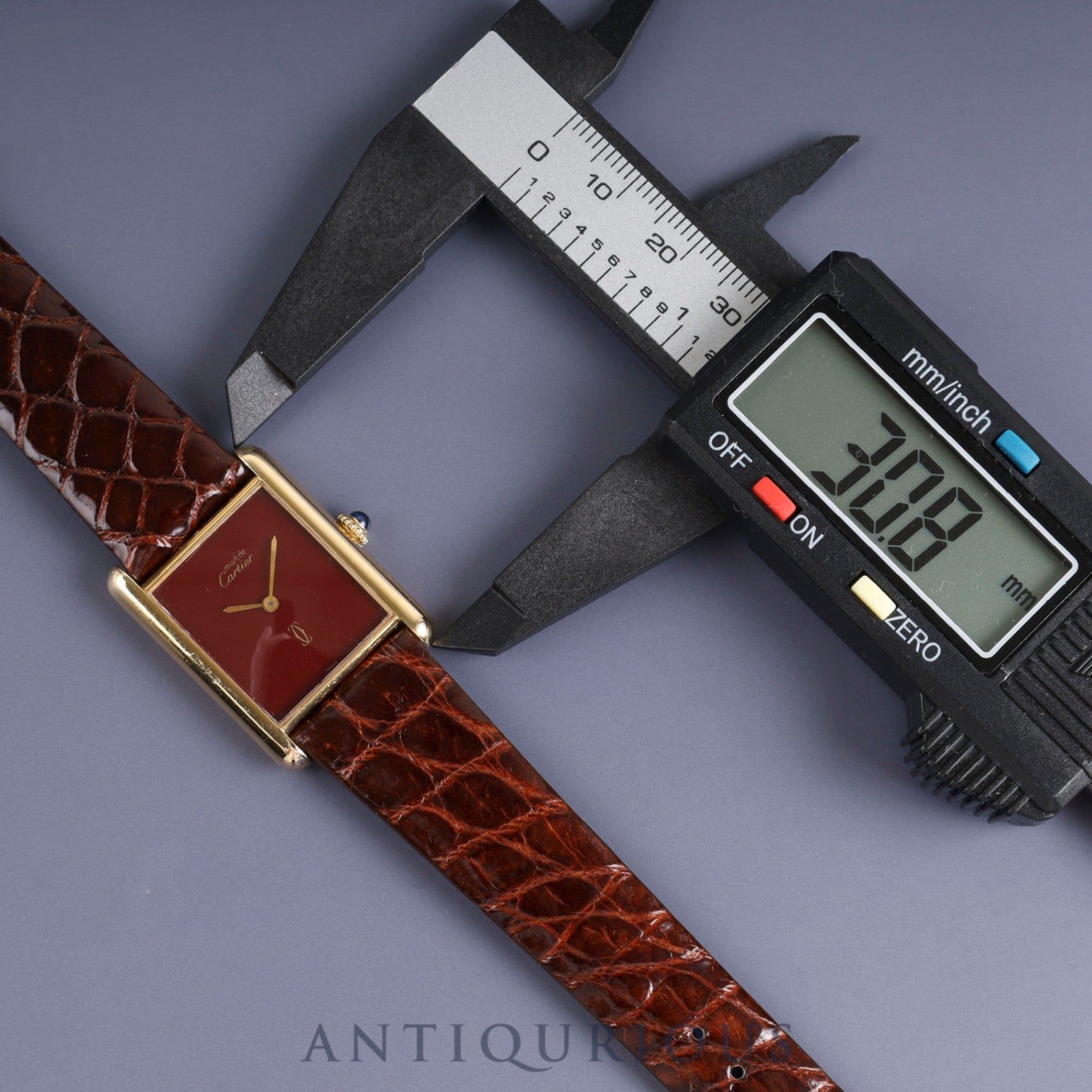 カルティエ マストタンク LM 手巻き Cal.78-1 SV925 革 純正尾錠(GP) ガーネットダイアル ボルドー文字盤オーバーホール済み