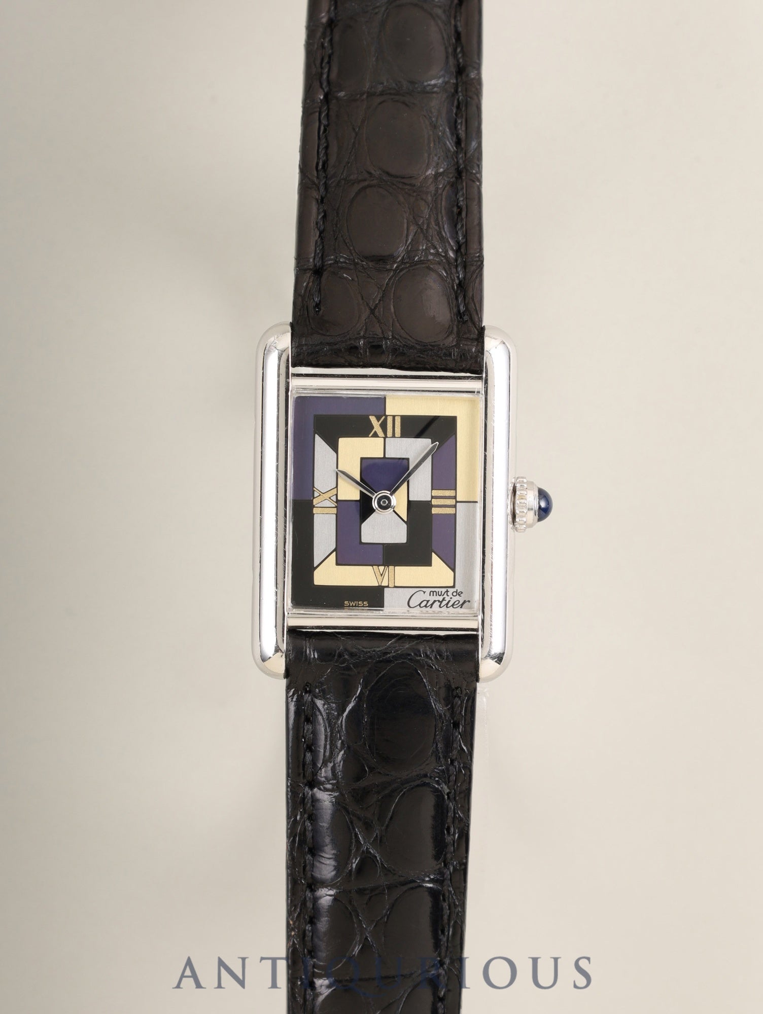 Cartier Must Tank SM 1614 Quartz Cal.057 SV925 Leather Genuine Deployant Buckle (SS) Art Deco Dial (SWISS marking / Limited 1000 pieces worldwide) Box, Manual, Warranty Card (1995), Genuine Leather Strap, Overhauled