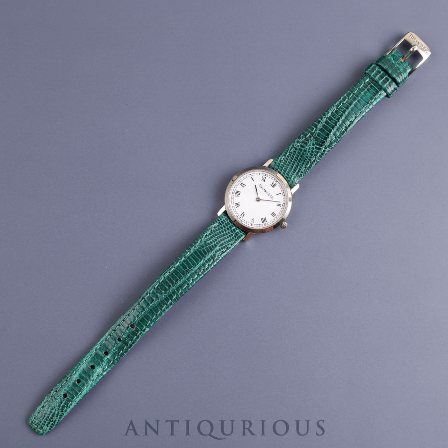 ティファニー ラウンドクラシック L1560 クォーツ WG 純正革ベルト 純正尾錠(SS) ホワイトローマン文字盤 24mm