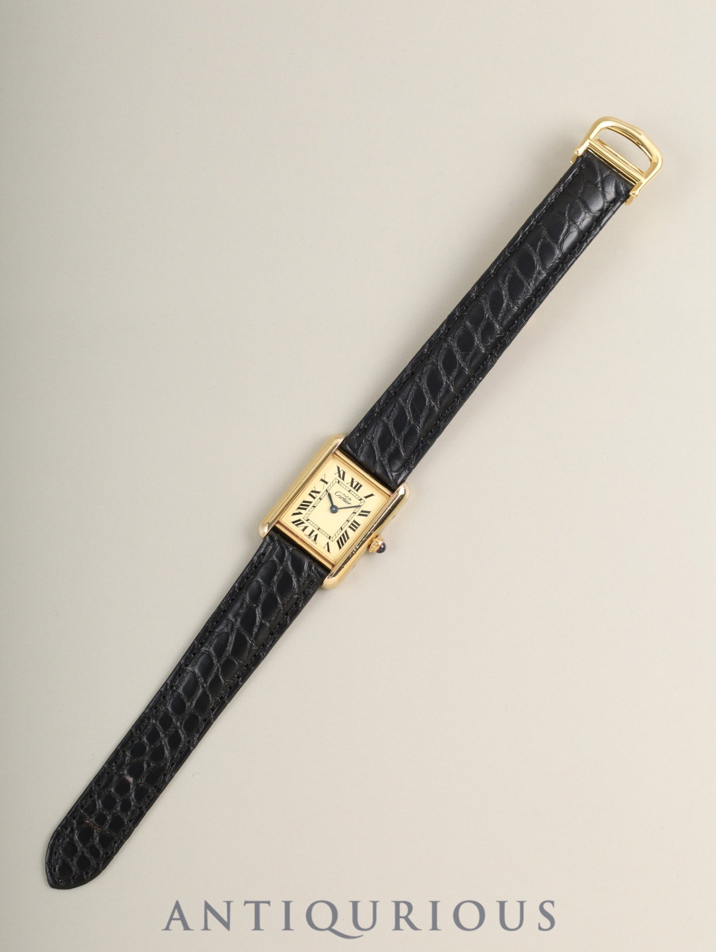 Cartier Must Tank MM W1017354 / 2415 Quartz Cal.057 SV925 Leather Genuine D-buckle (GP) Ivory Roman SWISS MADE Overhauled