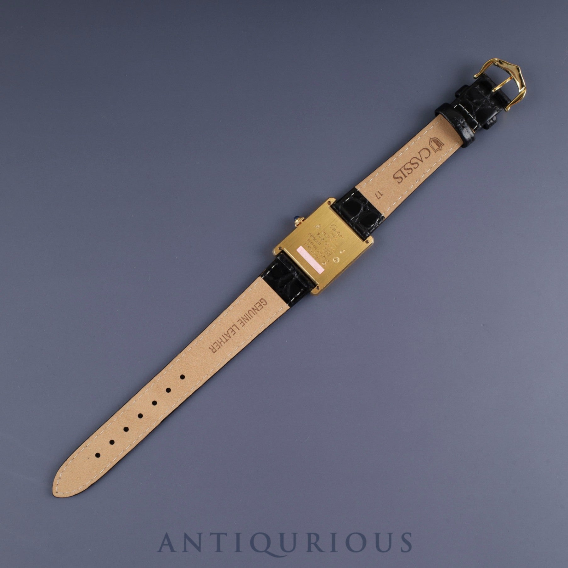 カルティエ マストタンク LM 590005 クォーツ Cal.90 SV925 革 純正尾錠(GP) ブラック飛びローマン文字盤 オーバーホール済み 新品仕上げ済み