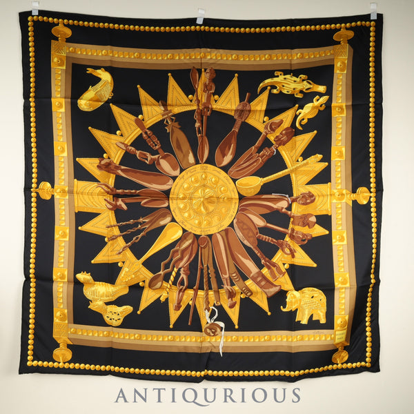 エルメス スカーフ カレ90 アフリカのスプーン SILK100% 箱