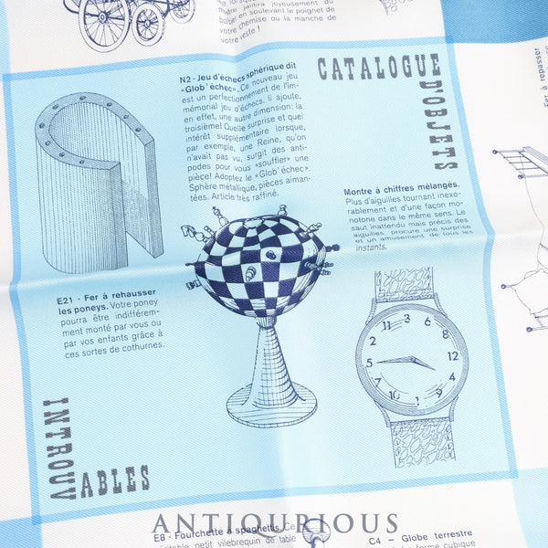 エルメス スカーフ カレ45 LES OBJETS INTROUVABLES おかしな道具たち SILK100%