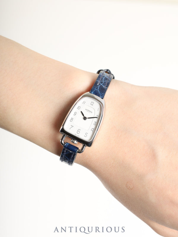 エルメス ギャロップ W053757WW00 / GA1.110 クォーツ SS 純正ベルト 純正尾錠(SS)シルバー文字盤 箱(剥がれあり) 保証書(2021年)冊子 オーバーホール済み