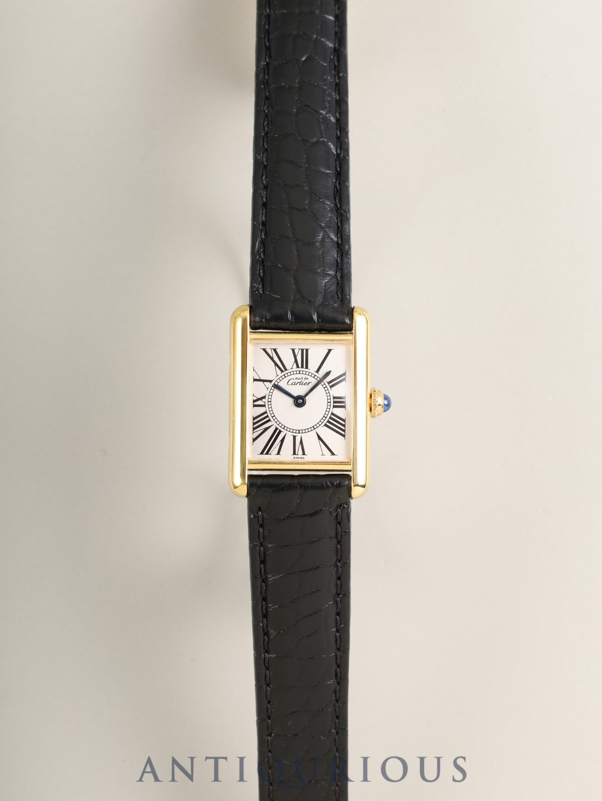Cartier Must Tank SM 5057001 Quartz Cal.057 SV925 Leather Genuine Deployant Buckle (GP) Opaline Dial (SWISS marking) Overhauled, Polished