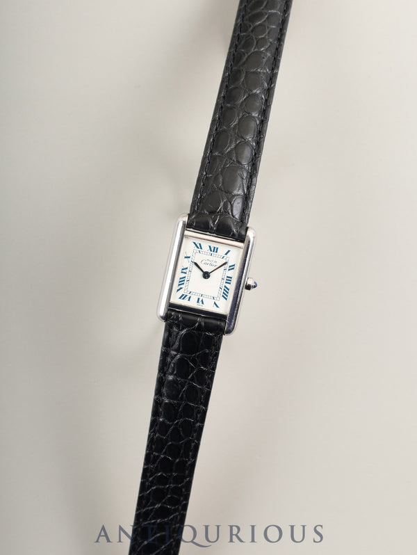 Cartier Must Tank SM 666001 Quartz SV925 with Genuine D-buckle (Stainless Steel) White Roman Dial (SWISS Marking) Overhauled