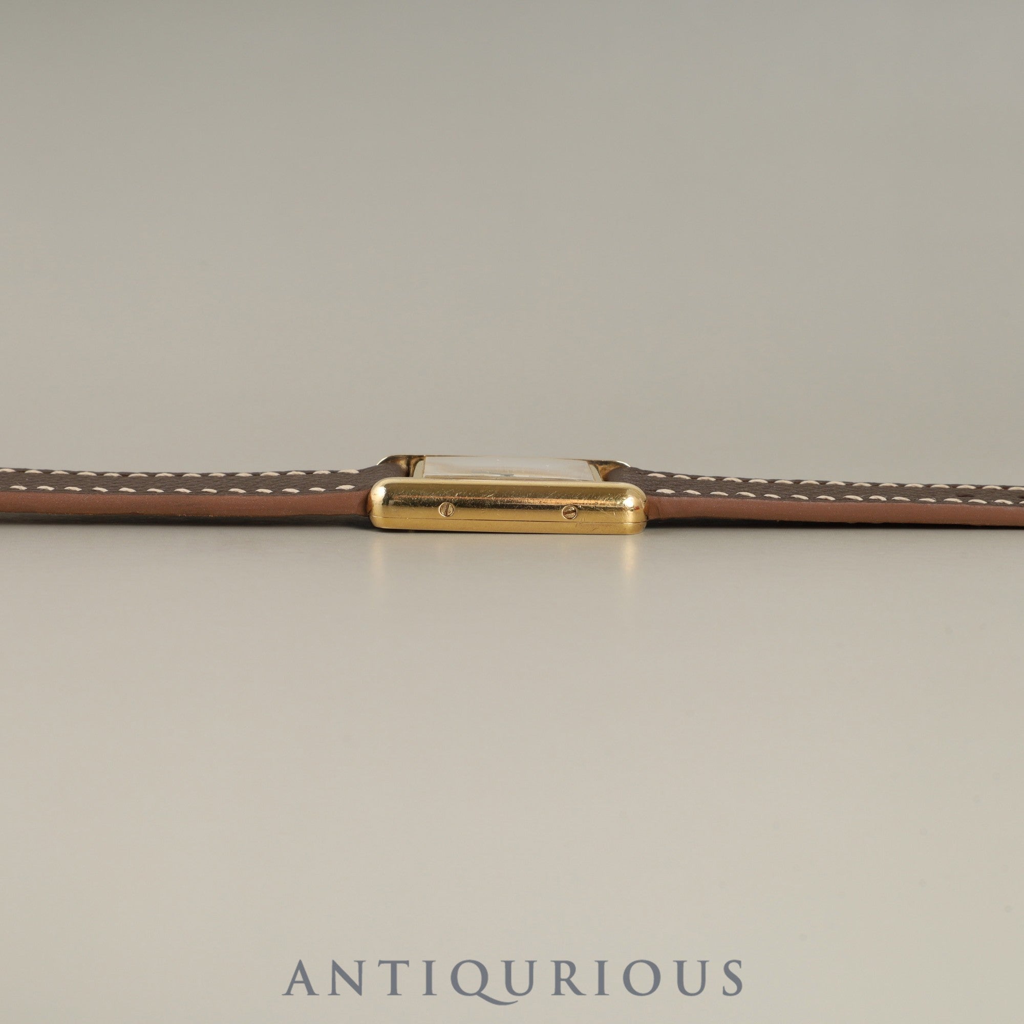 Cartier Must Tank SM W10030353/5057001 Quartz Caliber 057 SV925 Leather Straight Roman Dial with Genuine GP Buckle Box Overhauled