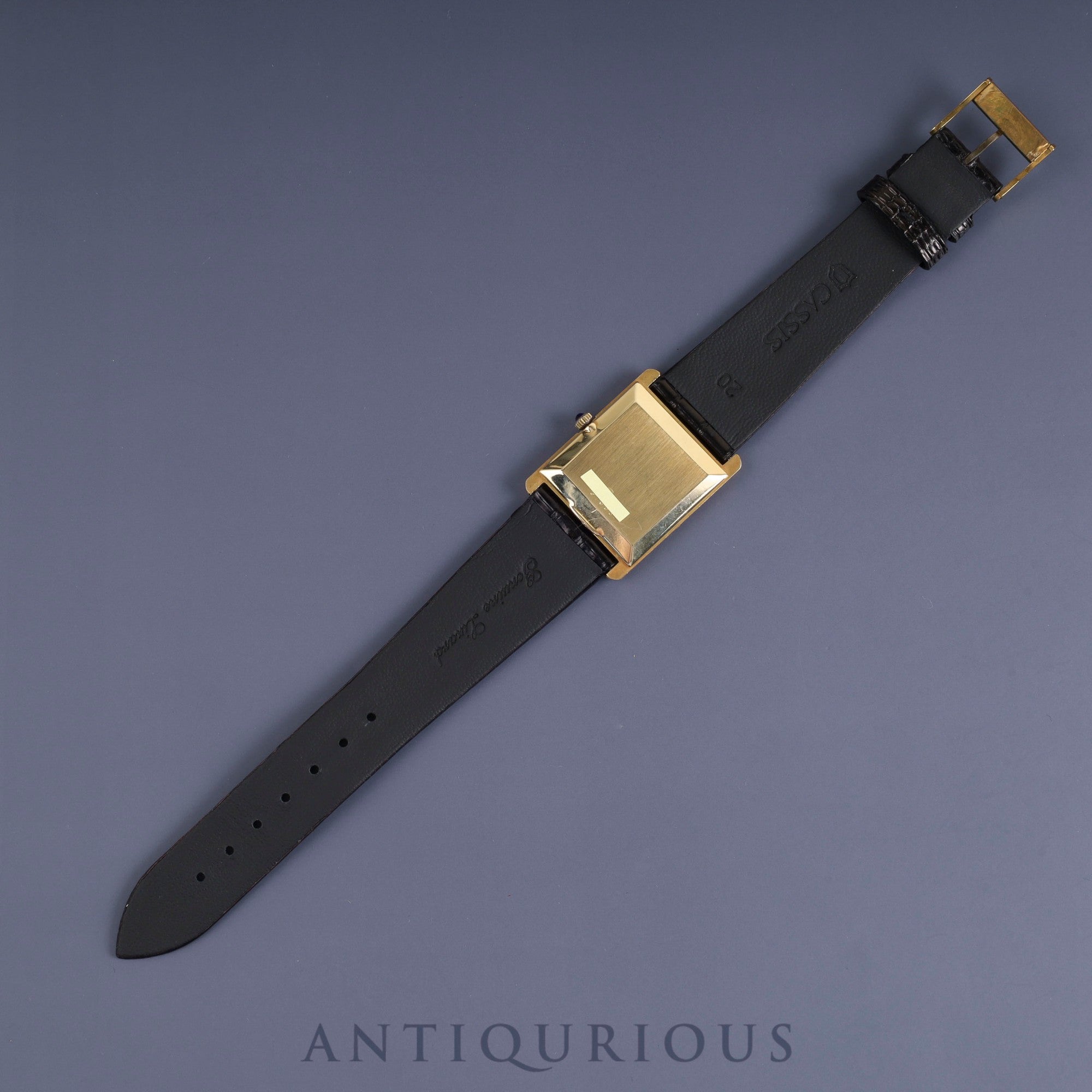 Baume & Mercier Rectangular 37059 (B) Manual winding Cal.8M775 750 Leather Genuine buckle (GP) Black (onyx) dial Overhauled