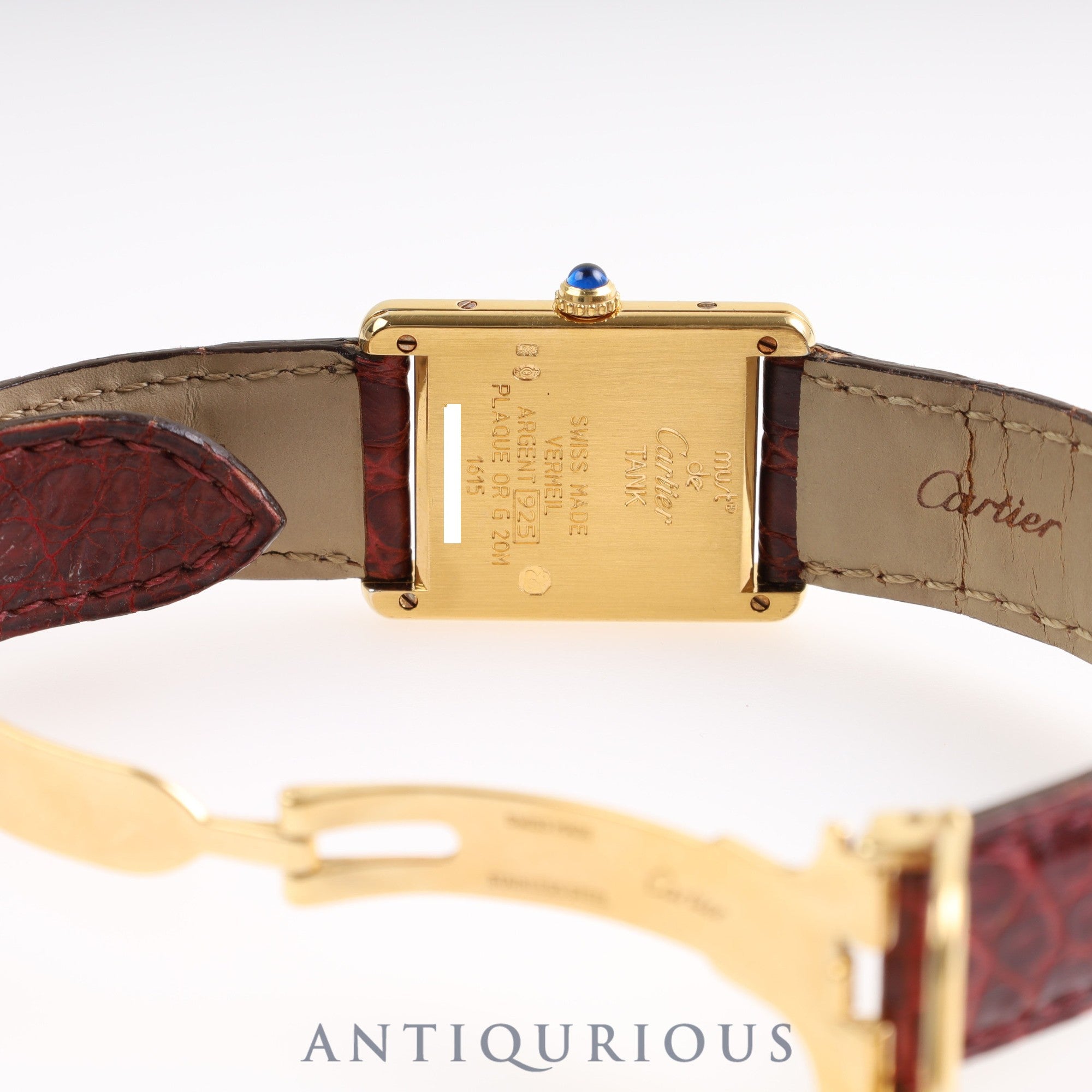 Cartier Must Tank LM QZ 1615 SV925 Leather Genuine Buckle (GP) Ivory Roman Dial Mid 1980s - Circa 1994