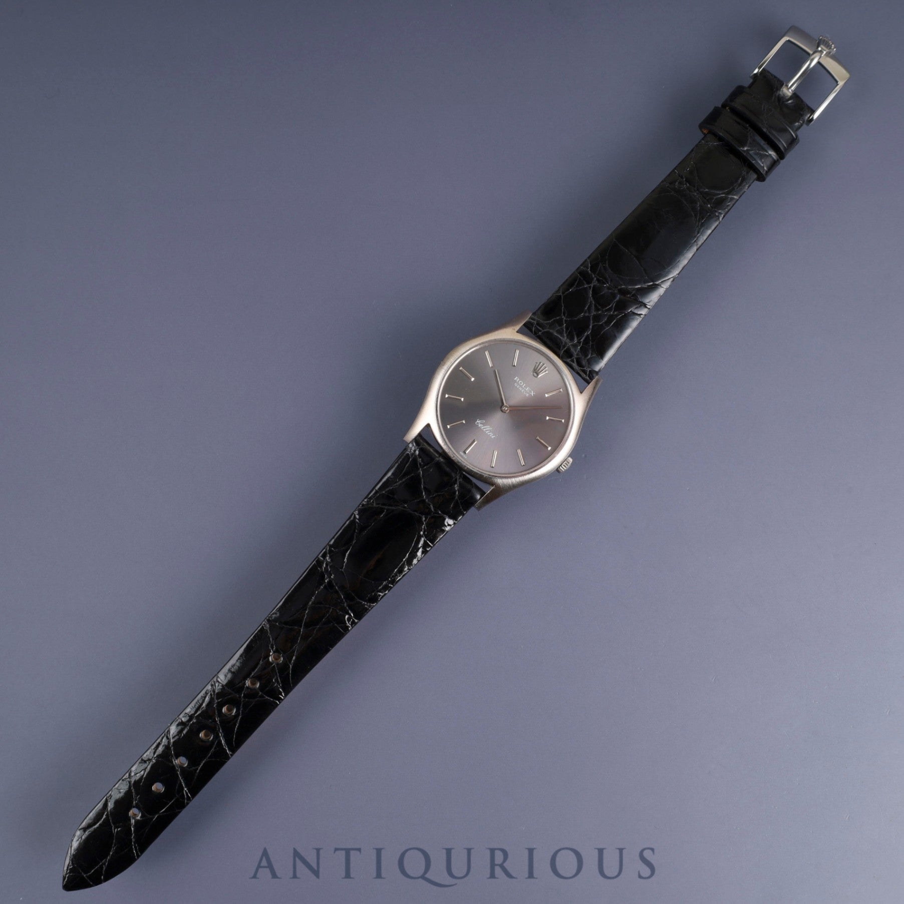 Rolex Cellini 3804 Manual winding Cal.1600 750 Leather Genuine buckle (SS) Grey dial 30 series (1970) Genuine replacement belt Overhauled