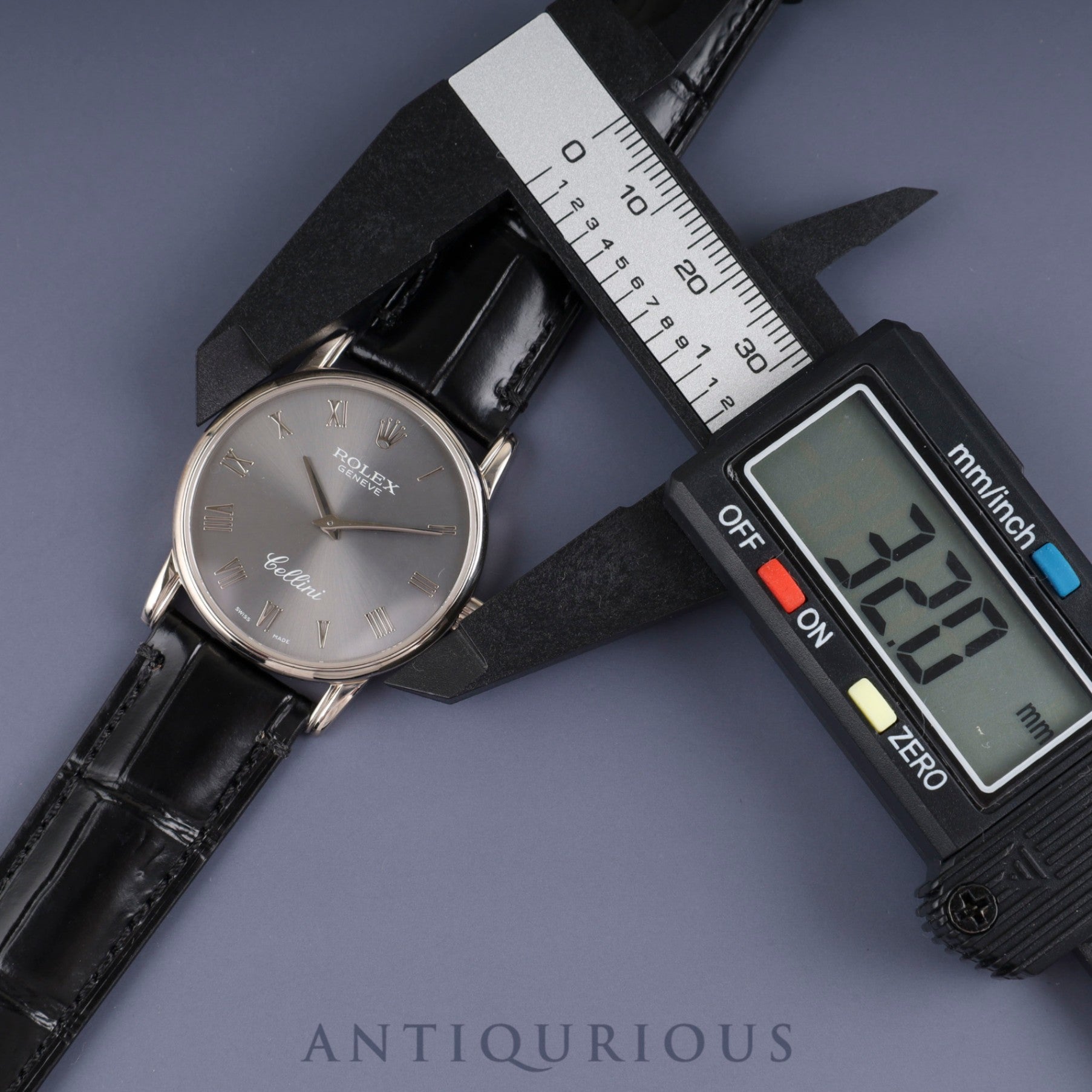 ロレックス チェリーニ 5116/9 手巻き Cal.1602 750 革 純正尾錠(750) グレーローマン文字盤 箱 保証書(2011年) オーバーホール済み