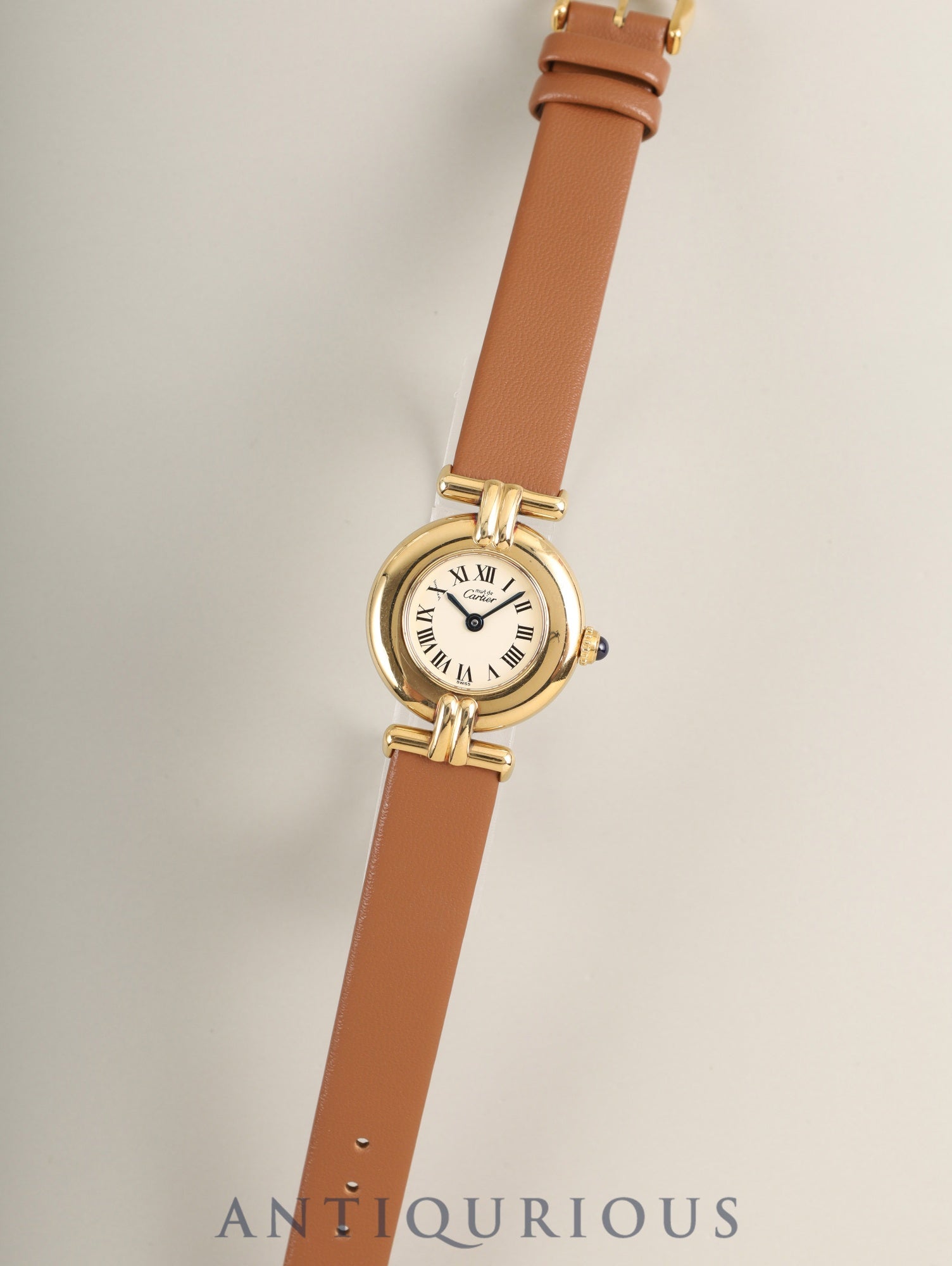 カルティエ マストコリゼ W1000653 / 590002 クォーツ Cal.90.06 SV925 革 純正ピンバックル(GP)アイボリーローマン文字盤 箱 冊子 保証書(無記載)オーバーホール済み
