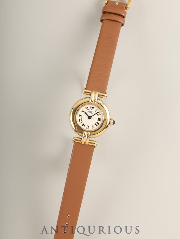 カルティエ マストコリゼ W1000653 / 590002 クォーツ Cal.90.06 SV925 革 純正ピンバックル(GP)アイボリーローマン文字盤 箱 冊子 保証書(無記載)オーバーホール済み