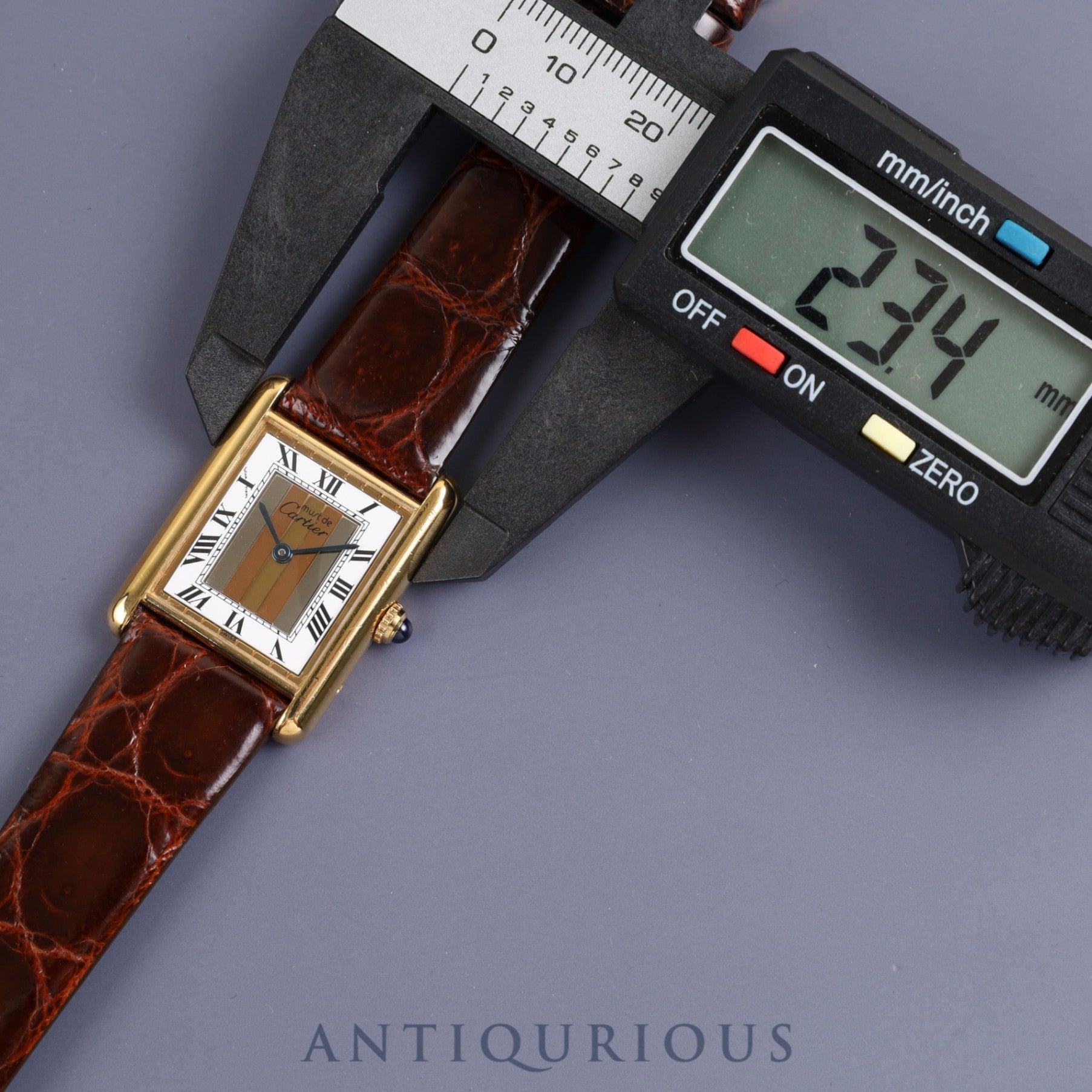 Cartier Must Tank LM 590005 Quartz Cal.90 SV925 Leather Genuine Buckle (GP) Front Trinity Dial Overhauled