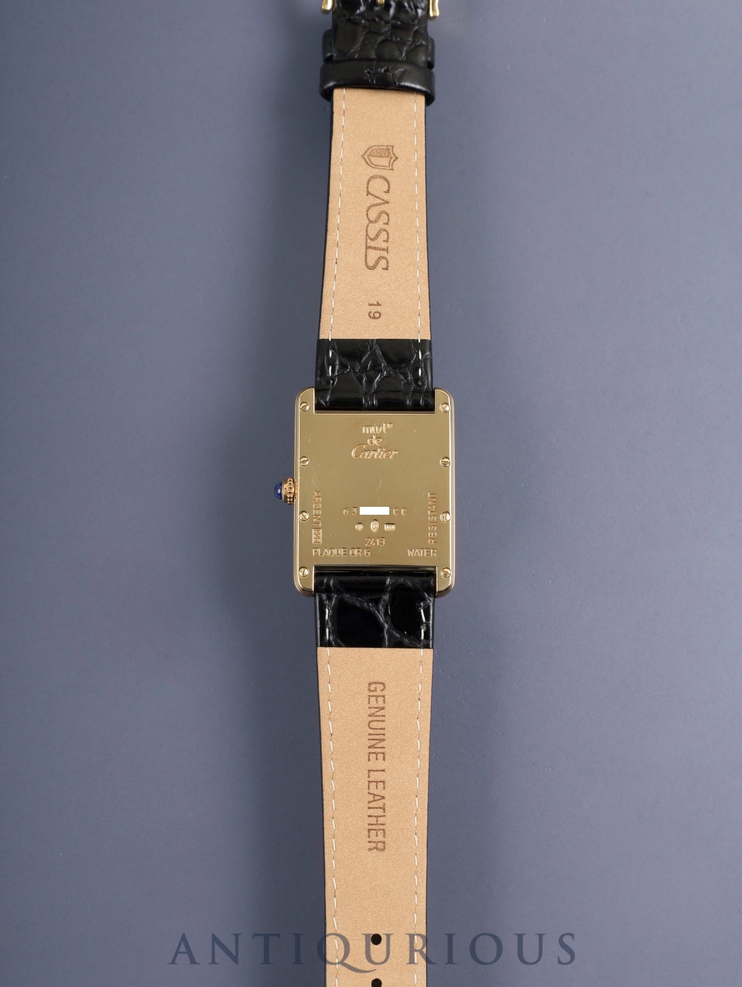 Cartier Must Tank GM (XL) W1013754 / 2413 Quartz Caliber 687 SV925 Leather Strap with Genuine Pin Buckle (GP) Ivory Roman CC Dial (SWISS MADE Marking) Overhauled
