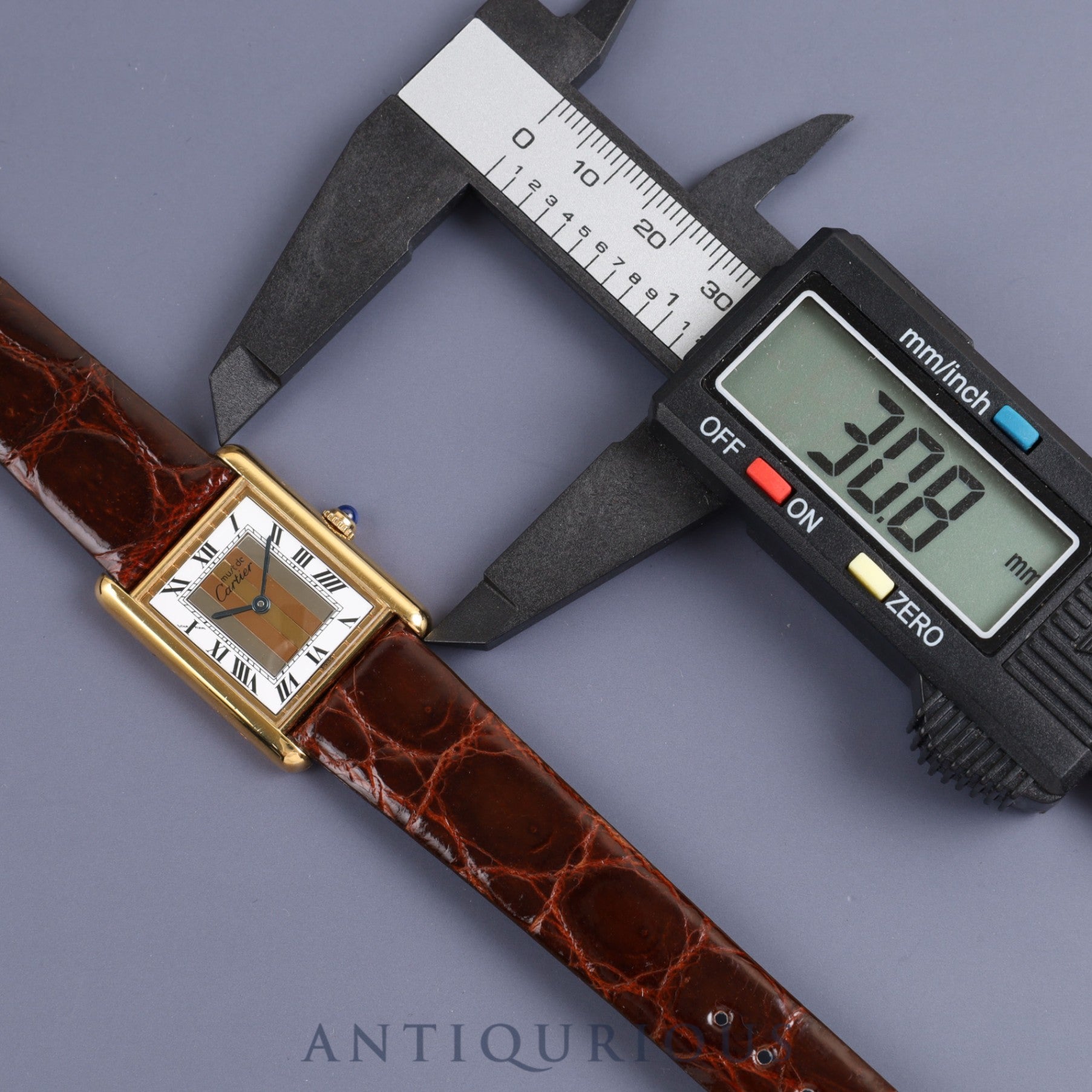 Cartier Must Tank LM 590005 Quartz Cal.90 SV925 Leather Genuine Buckle (GP) Front Trinity Dial Overhauled