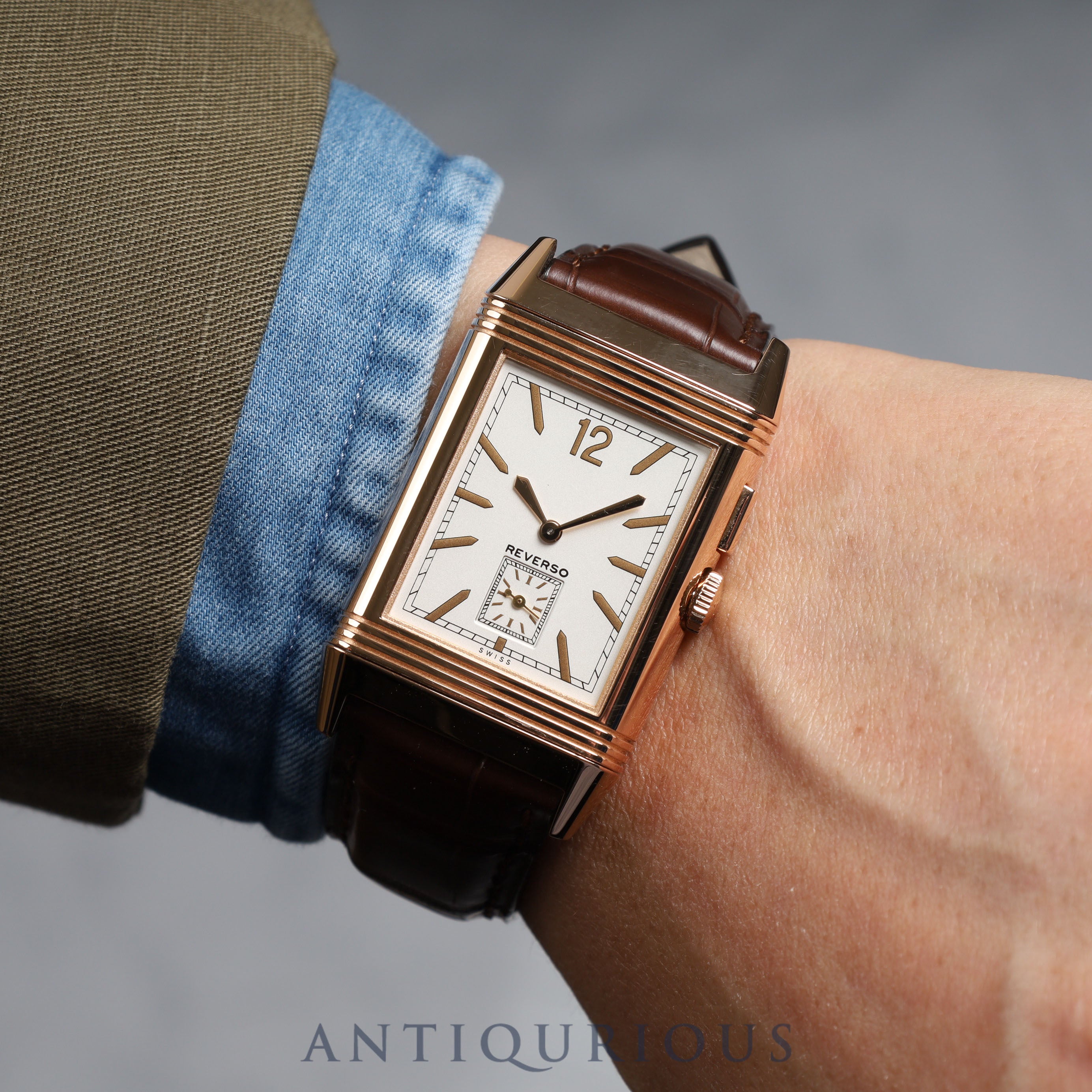 ジャガー・ルクルト グランドレベルソウルトラスリムデュオ 278.2.54/Q3782520 手巻き Cal.854 PG 革 純正尾錠(750)シルバー/ブラック文字盤 箱 保証書 (2017年)