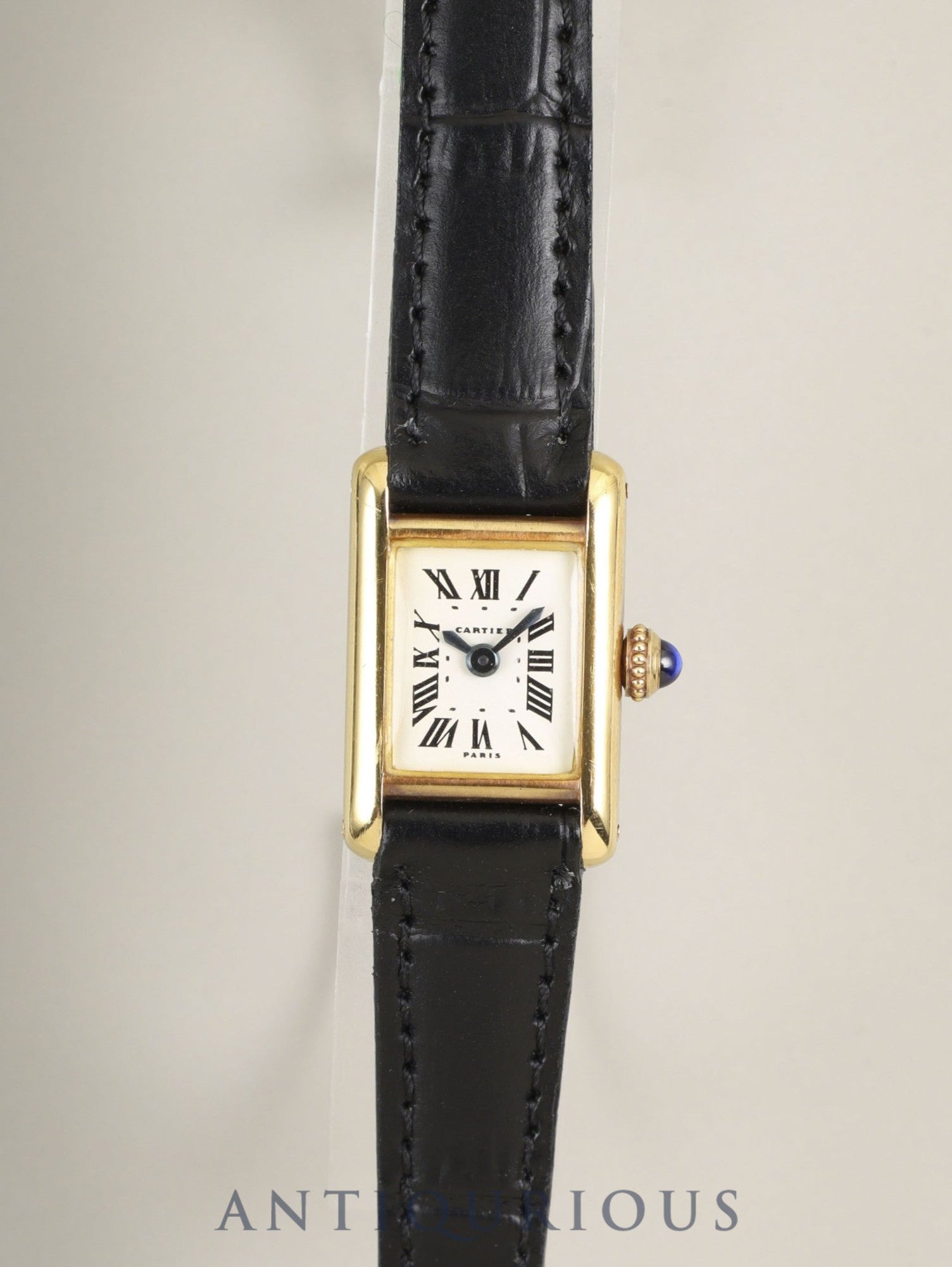 カルティエ ミニ タンク 64262 手巻き Cal.AS1722 750YG 革 純正Dバックル(18K)ホワイトローマン文字盤(PARIS表記)純正レザーベルト付き オーバーホール済み