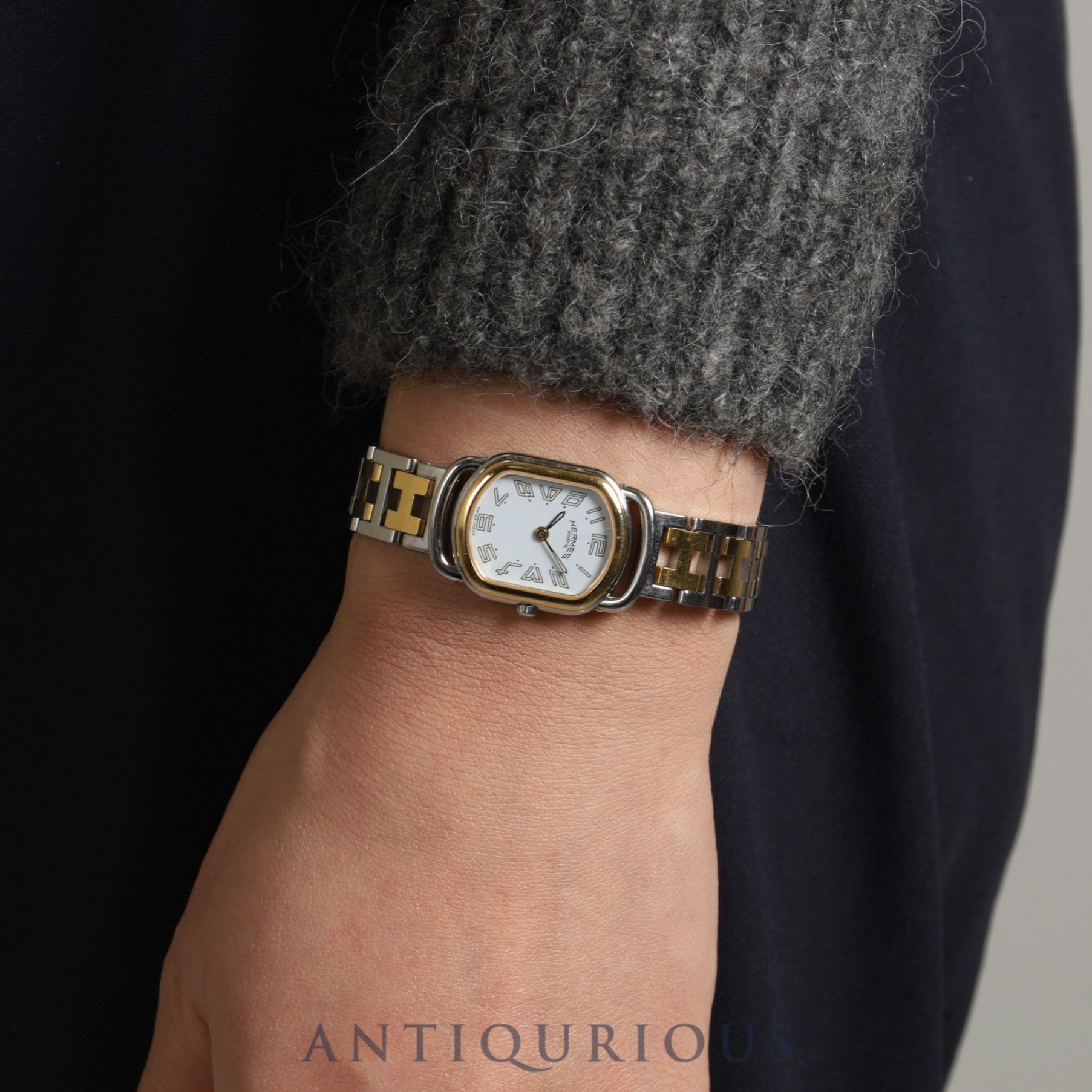 Hermes Rally RA1.220 Quartz Cal.976.001 SS/GP White Dial Overhauled