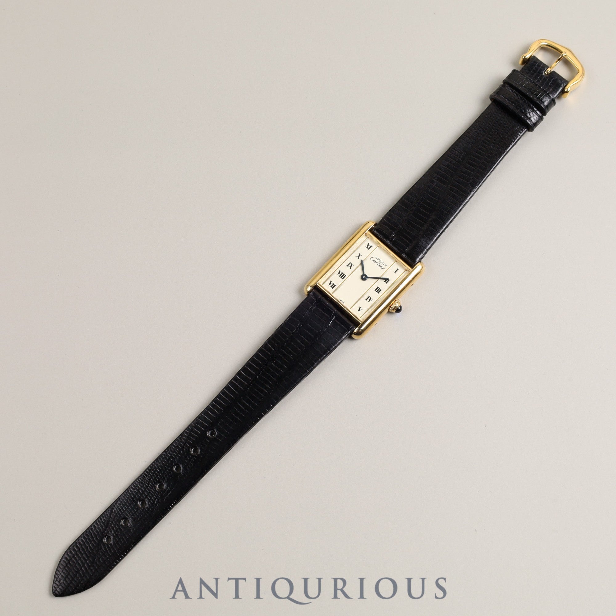 Cartier Must Tank LM QZ 590005 Cal.690 SV925 Leather Genuine Buckle (GP) Vertical Roman Dial Overhauled