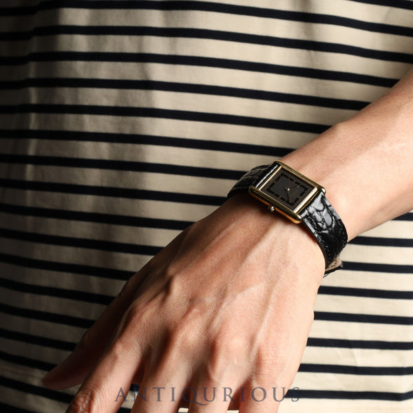 Cartier Must Tank LM 6 81006 Quartz Cal.81 SV925 Leather Genuine Buckle (GP) Gray Roman Dial Box Booklet Warranty (1985) Overhauled and refinished to like new condition