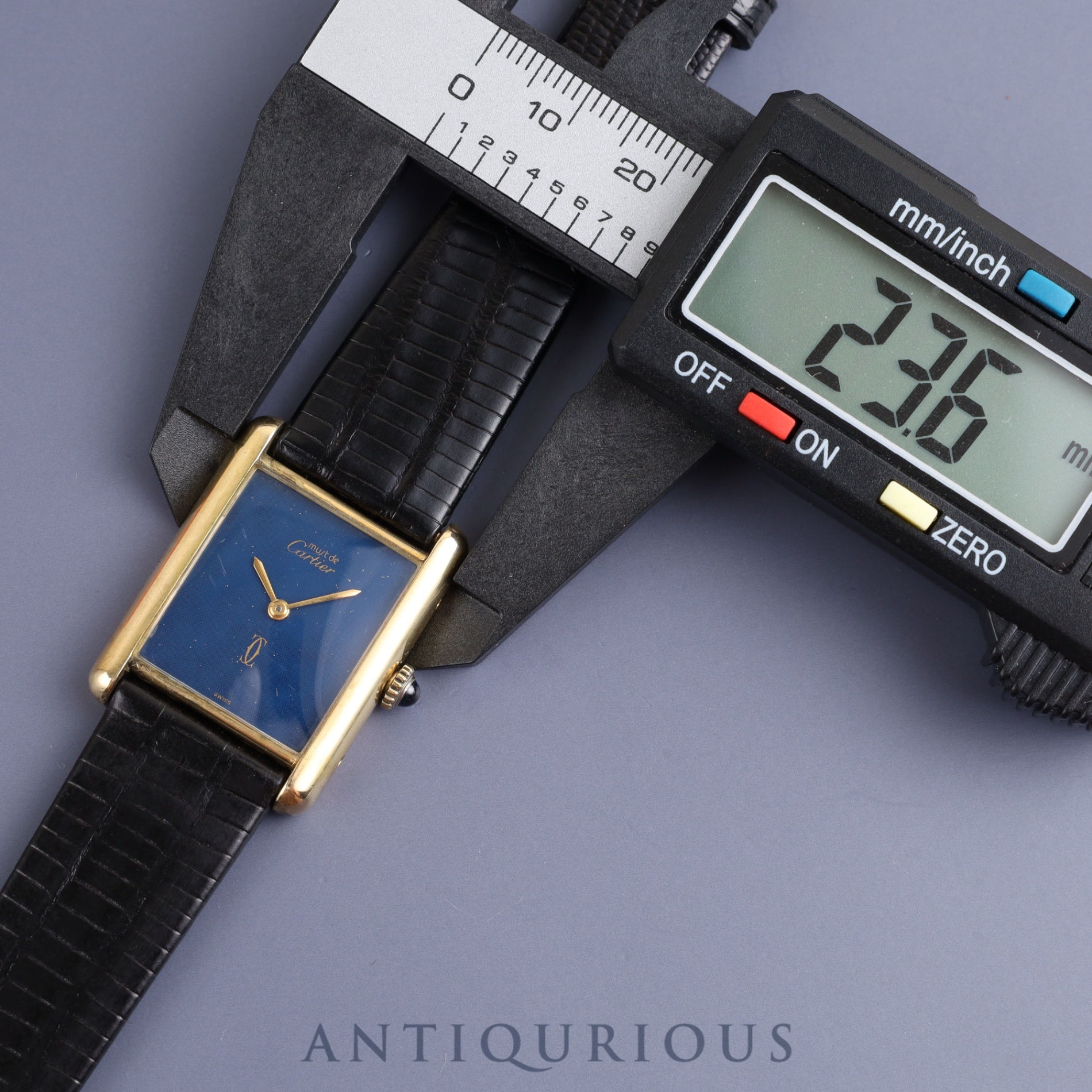 Cartier Must Tank LM Manual winding Cal.78-1 SV925 Leather Genuine buckle (GP) Lapis lazuli dial Overhauled