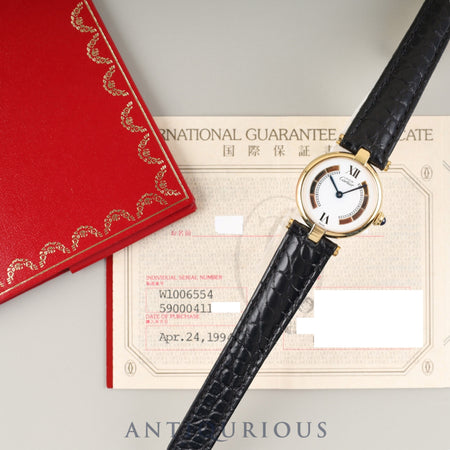 Cartier Must Vendôme VLC SM W1006554 / 590004 Quartz Caliber 90 SV925 Leather Genuine D-buckle (GP) Side Trinity Dial Booklet Warranty (1994) Overhauled