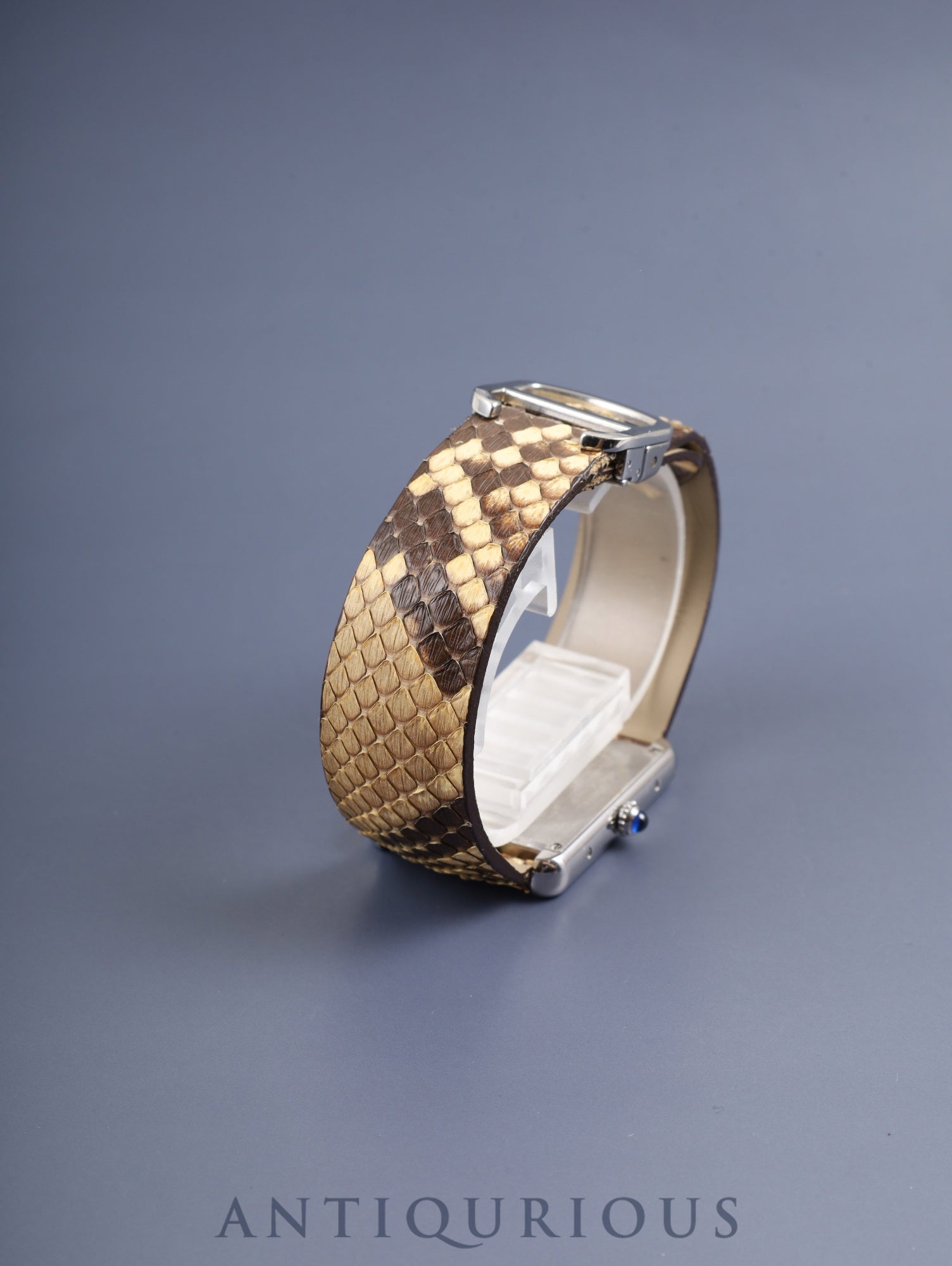 カルティエ タンクソロ LM W5200021 / 3169 クォーツ Cal.690 SS 革 純正Dバックル(SS)パイソン文字盤 オーバーホール済み