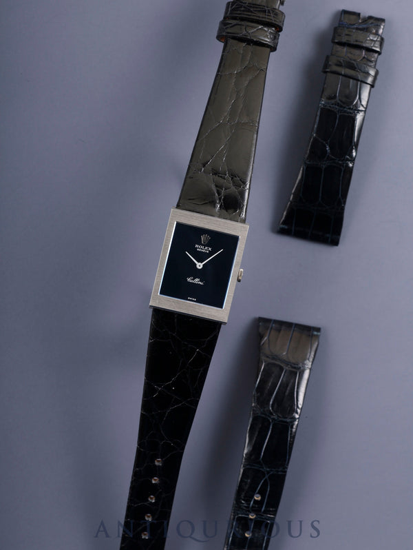 ロレックス チェリーニ 4014 手巻き Cal.1600 750WG 革 純正尾錠(GP) ブルー文字盤 35番台(1972年)オーバーホール済み