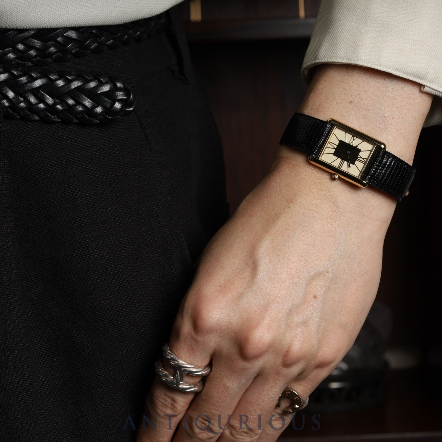 カルティエ マストタンク LM 6 81006 クォーツ Cal.81 SV925 純正革ベルト(使用感あり)純正尾錠(GP) クロワゾネ文字盤 オーバーホール済み