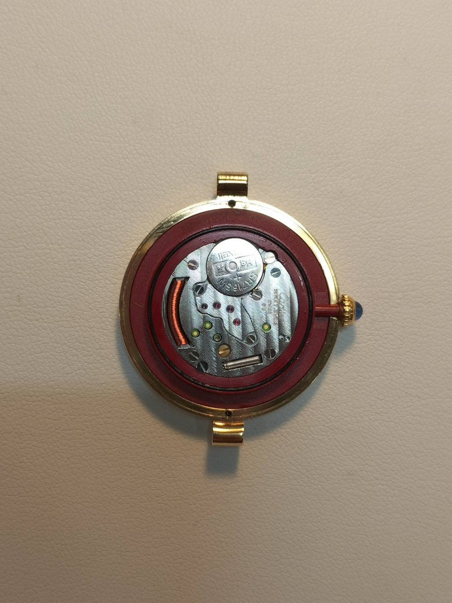 Cartier Must Vendôme VLC LM 590003 Quartz Caliber 90 SV925 Leather Strap with Genuine D-Clasp (GP) Arabic Dial Box and Booklet Overhauled