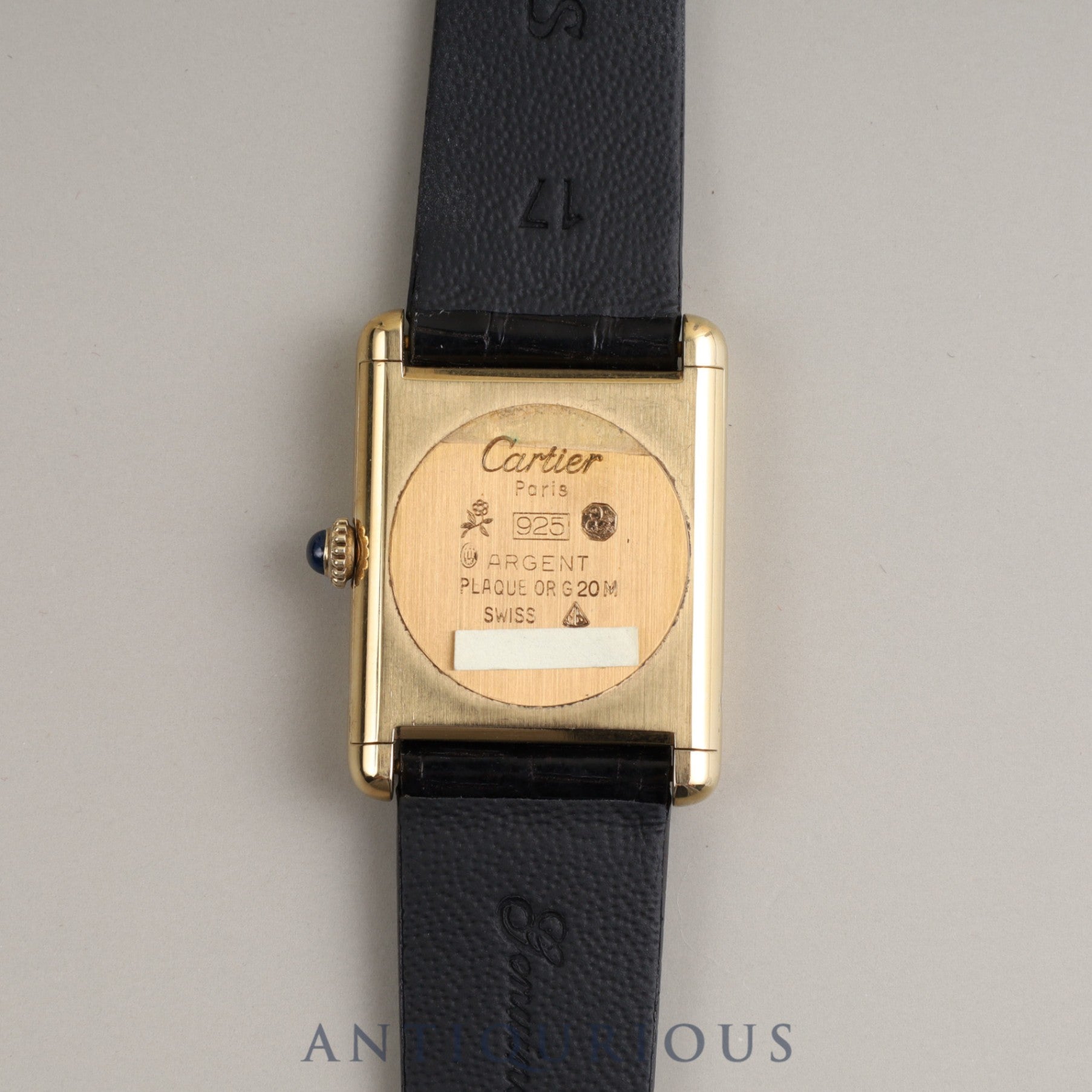 Cartier Must Tank LM Manual winding 19749 o/w Cal.78-1 SV925 Leather Genuine buckle (GP) Black Roman dial Box Warranty (1980)