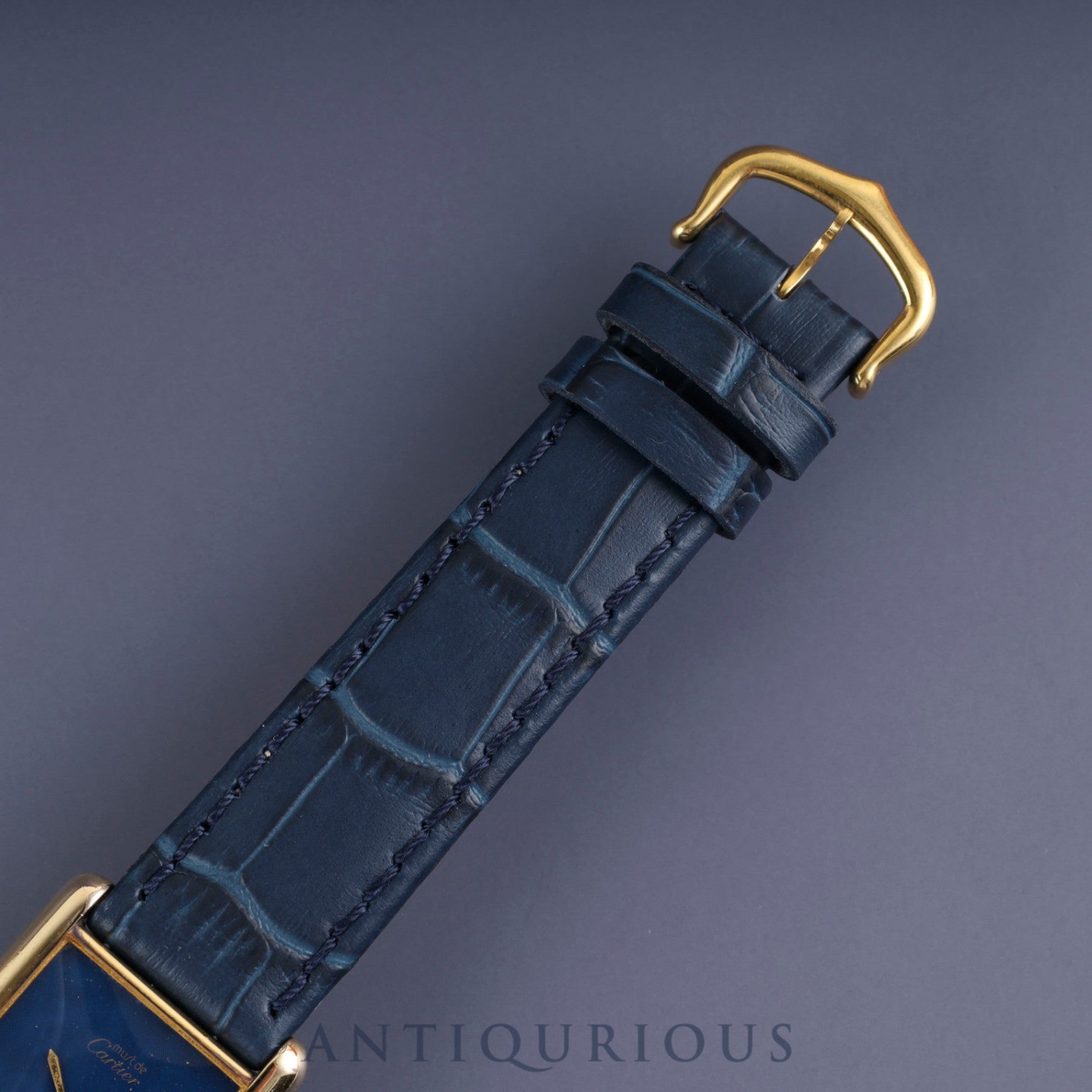 カルティエ マストタンク LM 手巻き Cal.-78-1 SV925 革 純正尾錠(GP)ラピスラズリ文字盤 オーバーホール済み