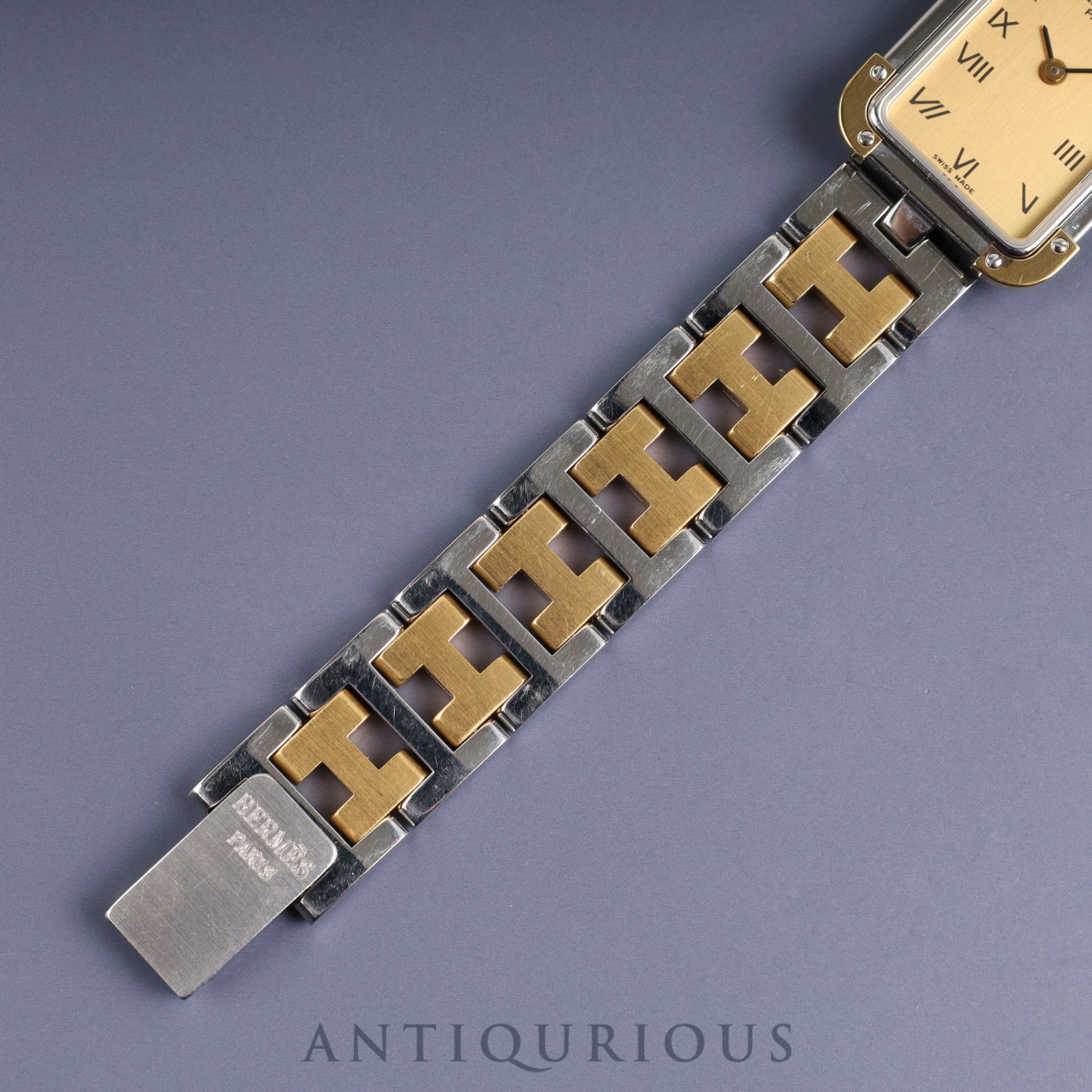 Hermes Cloajour CR1.240 Quartz Cal.976.001 SS/GP SS/GP Champagne Dial Box Case Overhauled