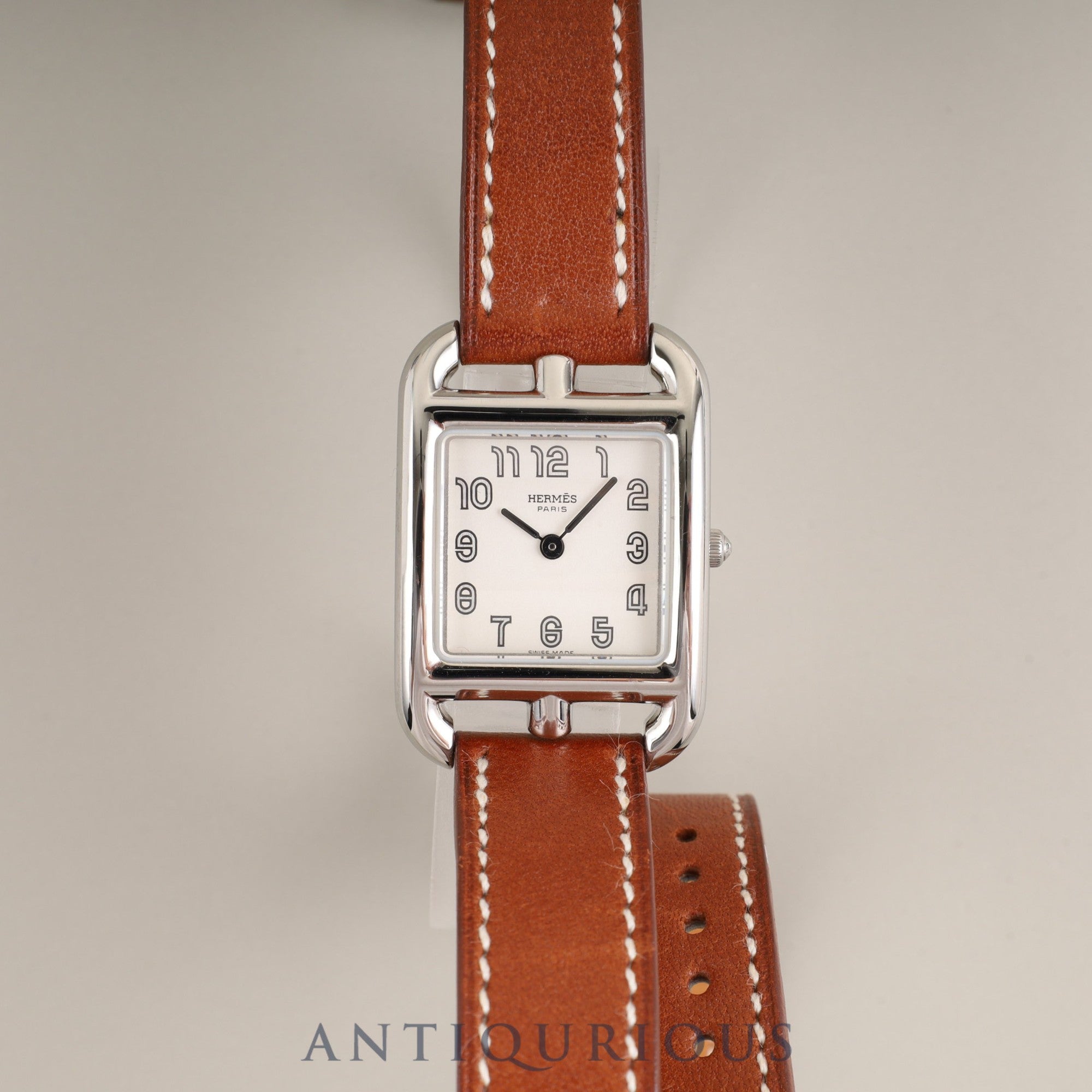 Hermès Cape Cod CC1.210 Quartz Caliber 976.001 Stainless Steel Watch with Genuine Leather Strap and Genuine Stainless Steel Buckle, Silver Dial, Box, Booklet, Warranty Card (2006) Overhauled