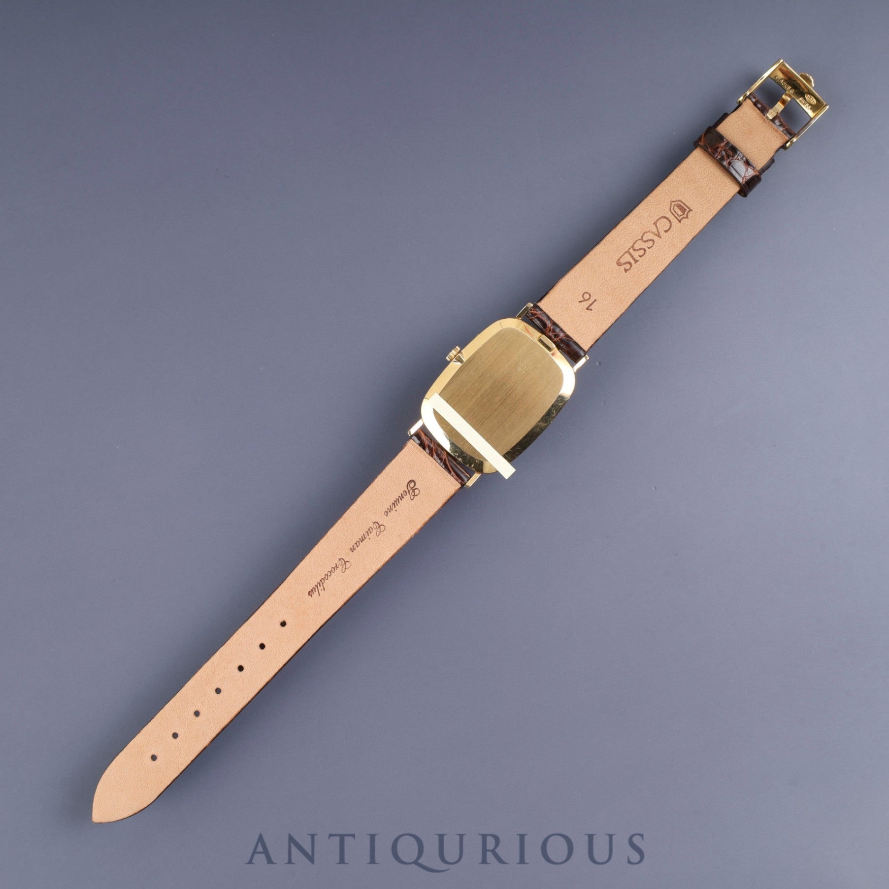 Rolex Cellini 4113 Manual Winding Caliber 1600 750 Leather Strap with Genuine Buckle (GP) Champagne Dial No. 42 (1974) Overhauled