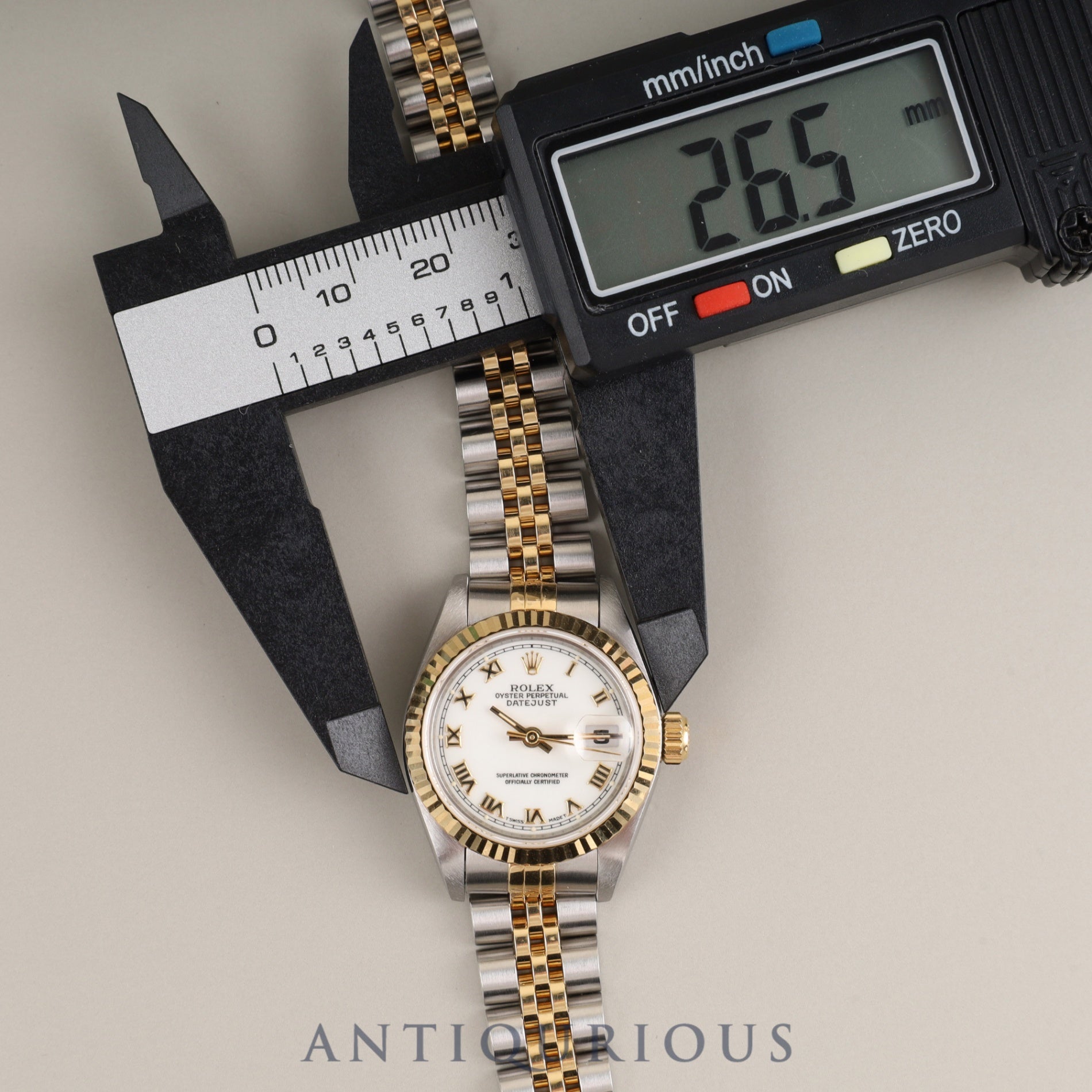 Rolex Lady-Datejust 69173 Automatic Caliber 2135 Stainless Steel/Yellow Gold White Shantung Dial W Serial Number (1994-1995) 1 Link Tag Overhauled