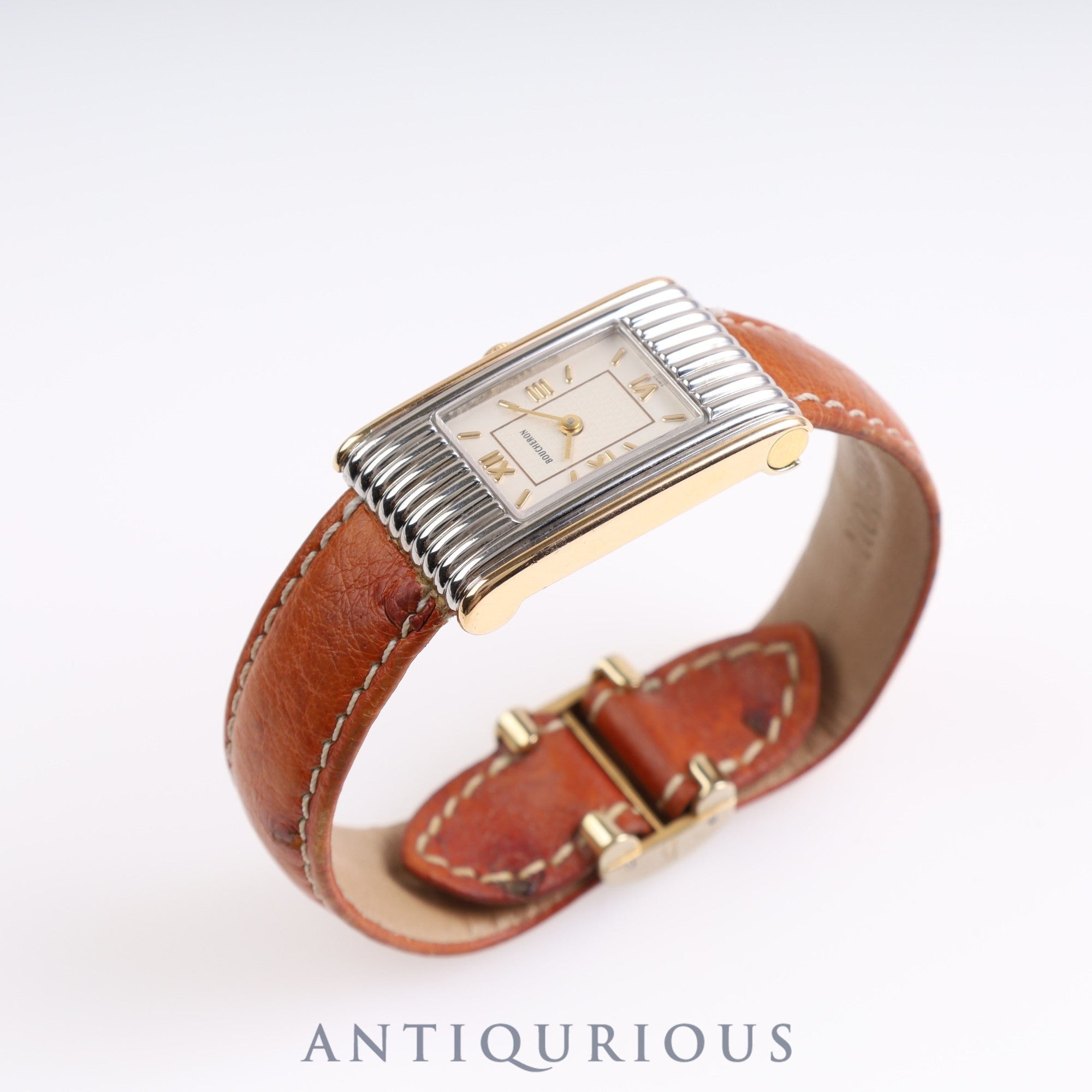 Boucheron Reflet AH30172 Quartz SS/GP Leather White Dial