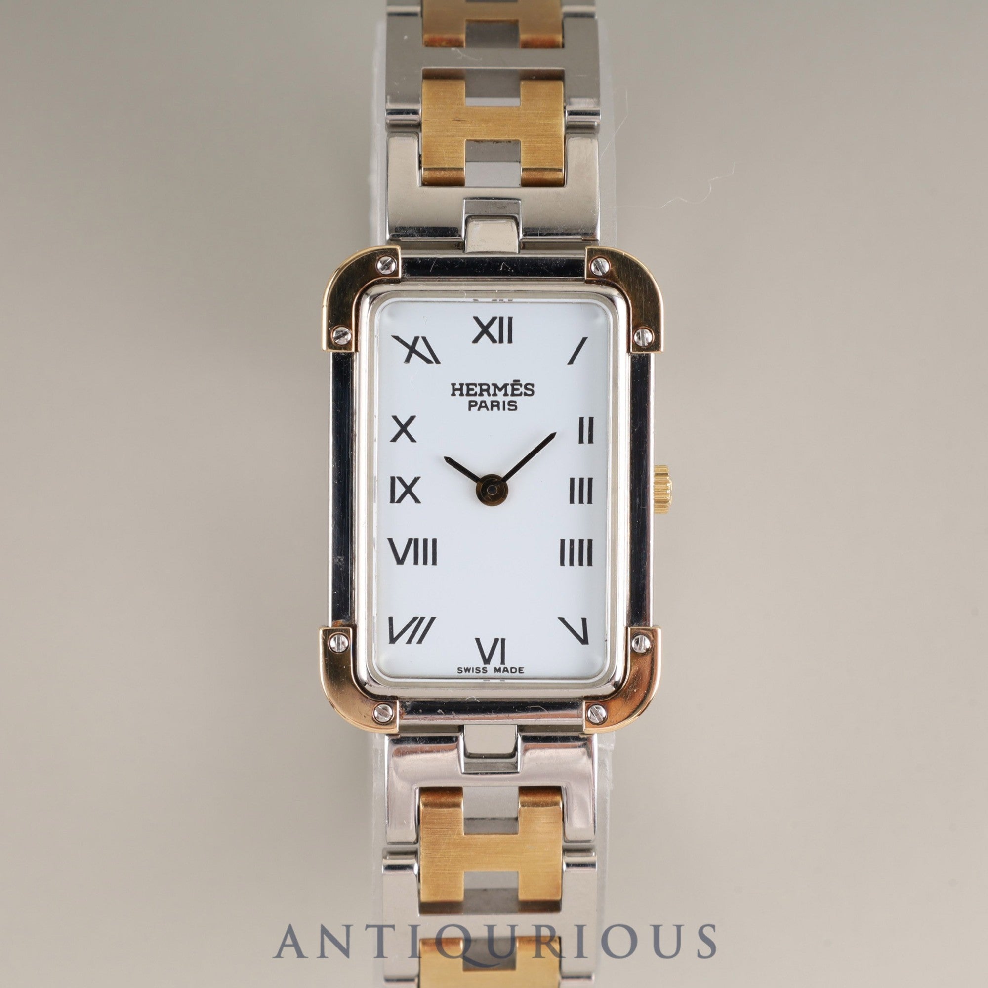 エルメス クロアジュール CR1.220 クォーツ Cal.976.001 SS/GP SS/GP ホワイト文字盤 オーバーホール済み