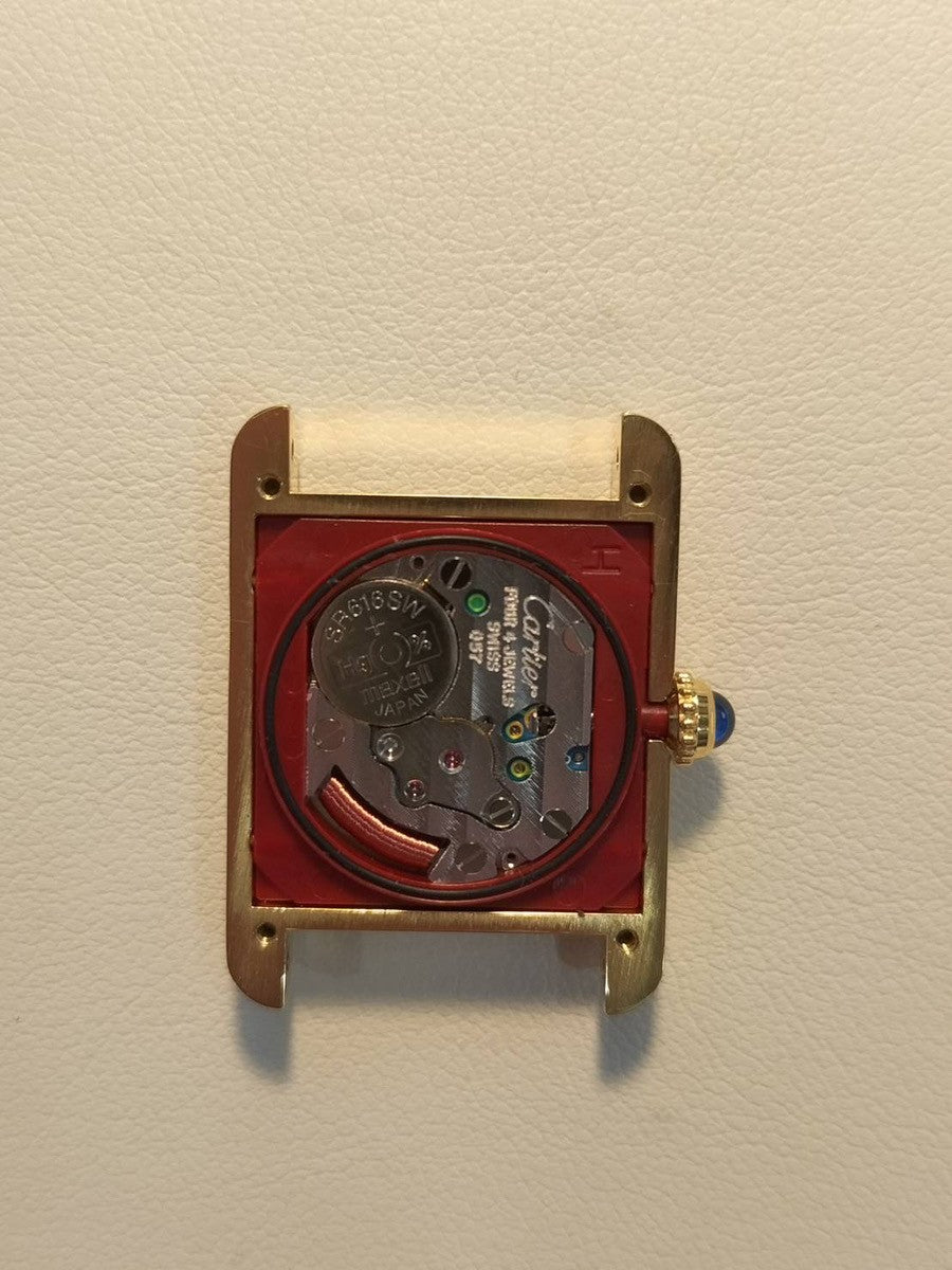 Cartier Must Tank SM W1003154 / 1613 Quartz Cal.057 SV925 Leather Genuine D-buckle (GP) Ivory Roman Dial Box Booklet Warranty (1997) Overhauled