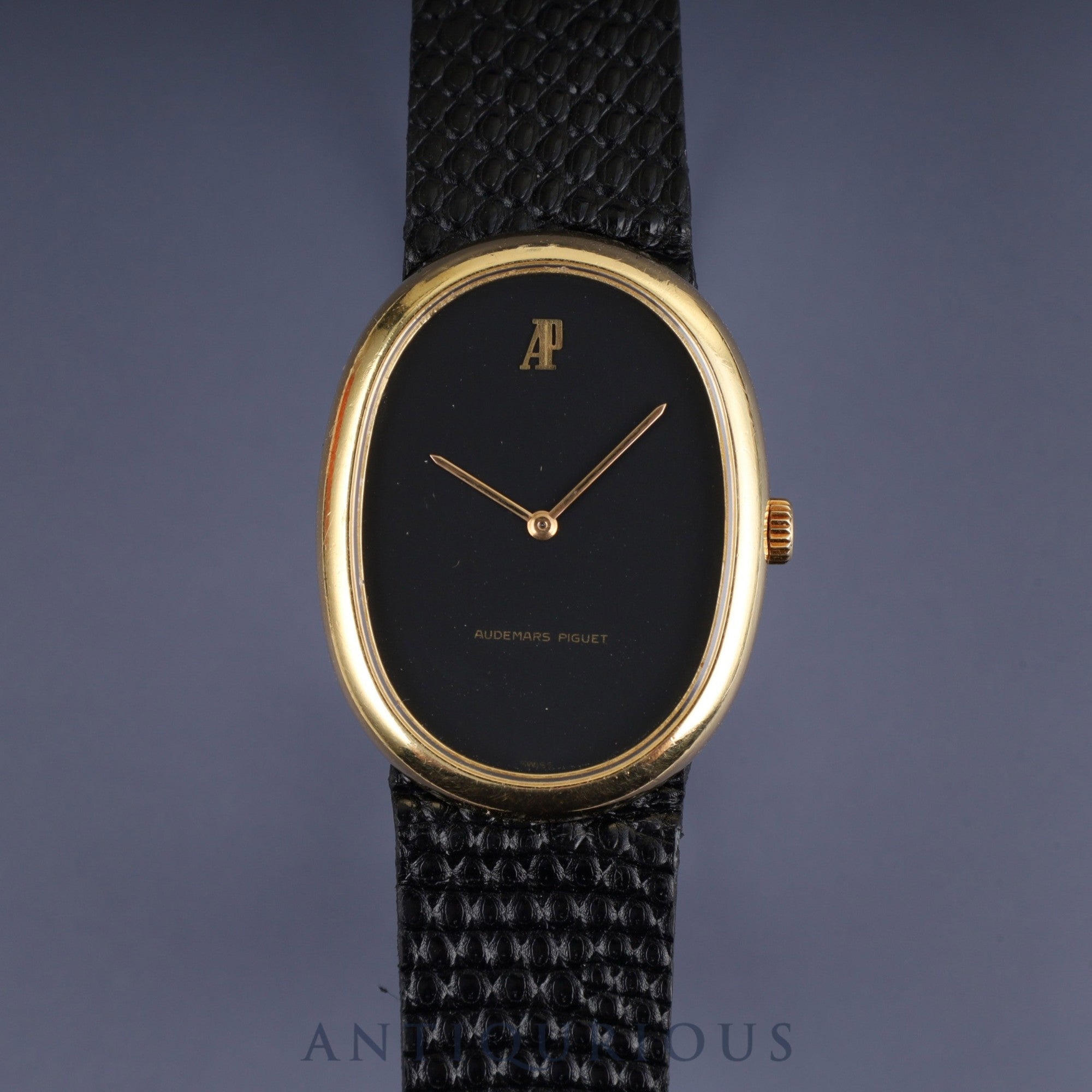 Audemars Piguet Oval Case Hand-wound Cal.2052 750 Leather Genuine Buckle (750) Black Dial Case Overhauled